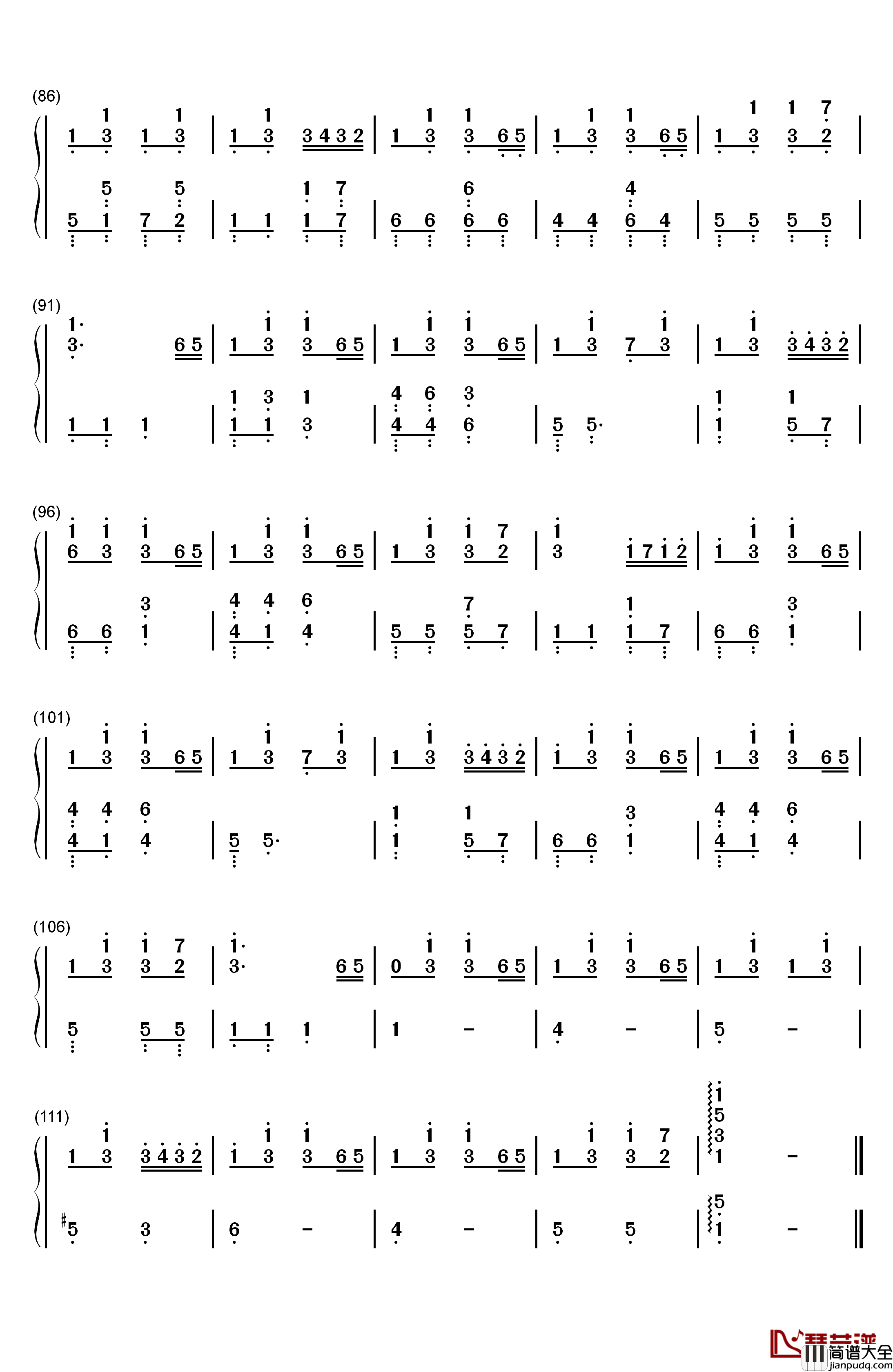 踩到猫儿钢琴简谱_数字双手_拜厄