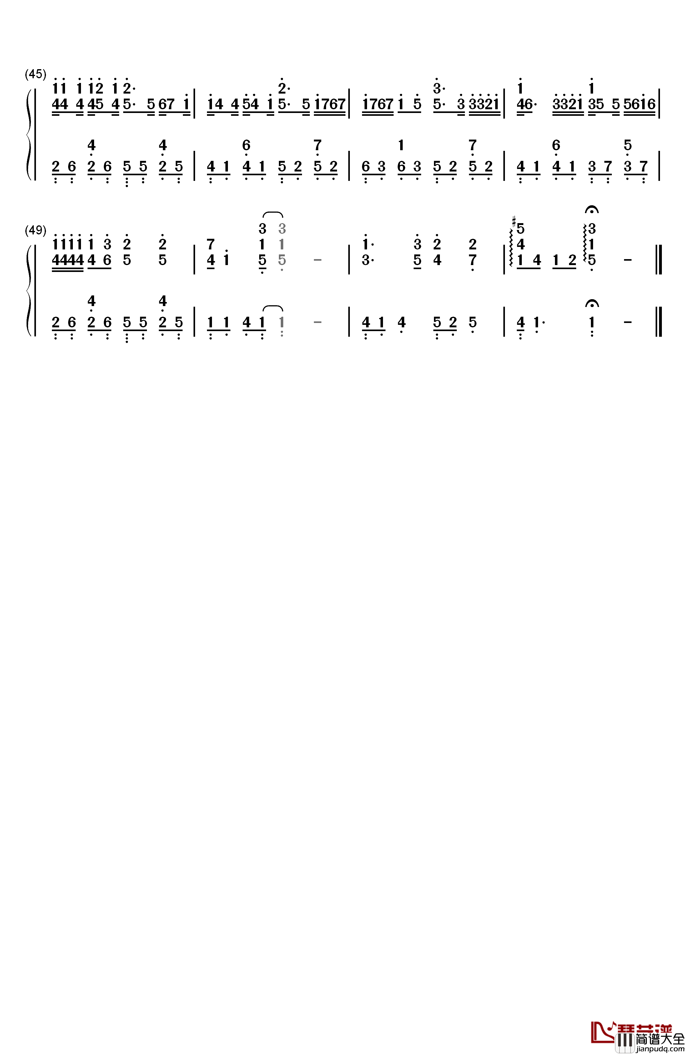 失忆钢琴简谱_数字双手_图小图