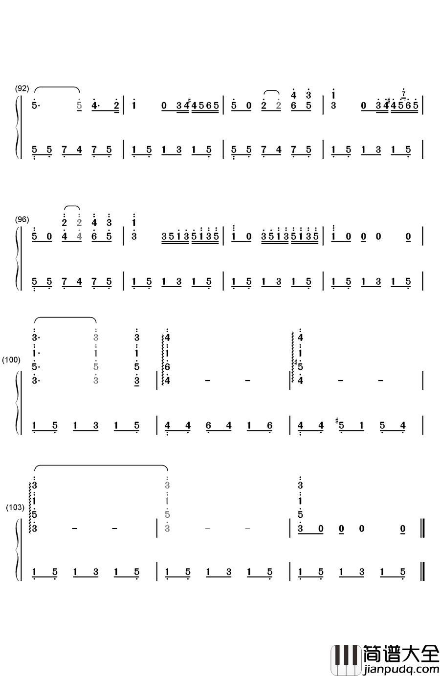 您自己钢琴简谱_数字双手_兰格