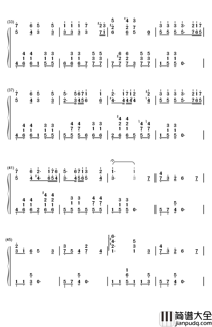 花之歌钢琴简谱_数字双手_兰格