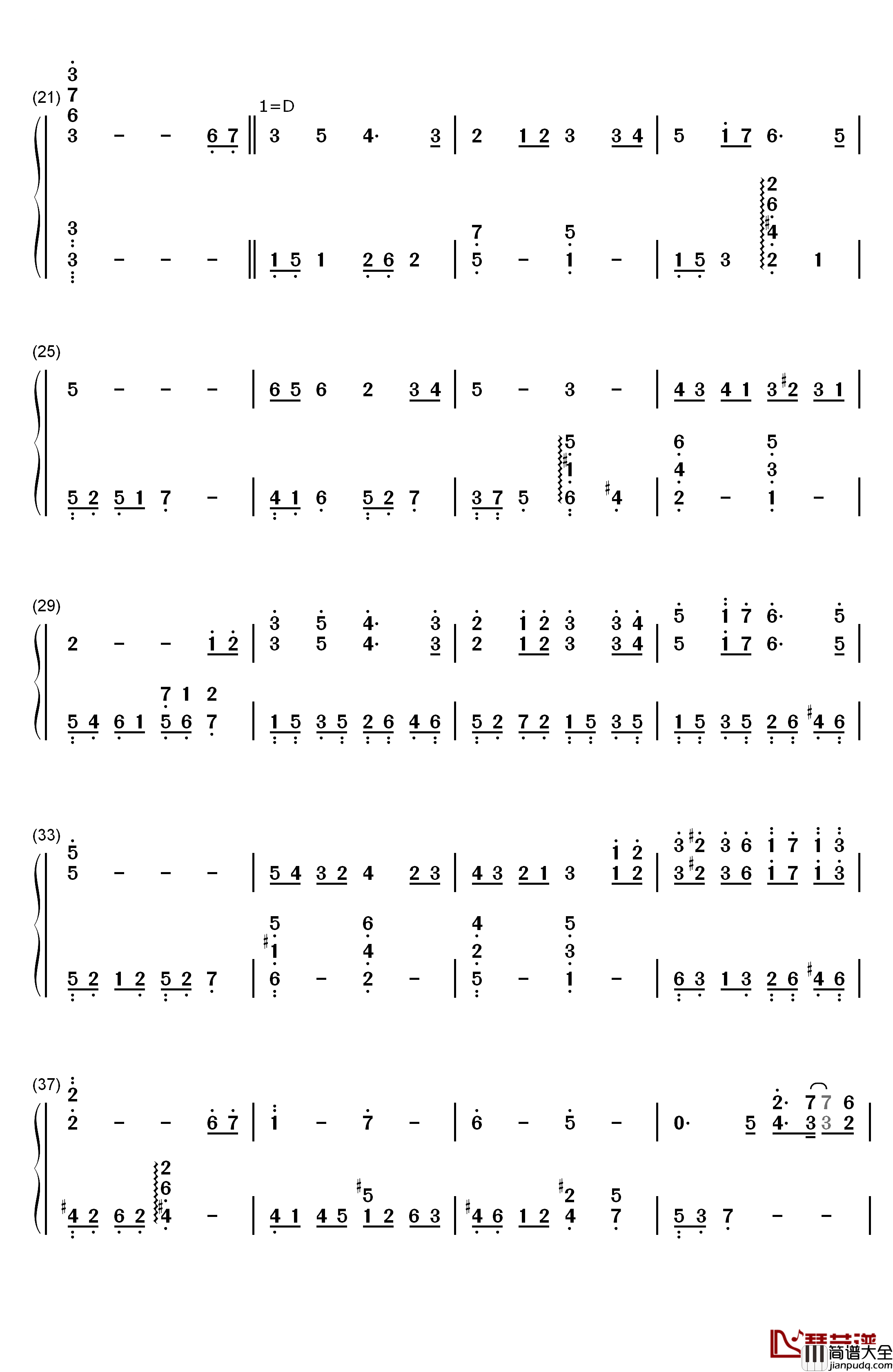 Dear_Friends钢琴简谱_数字双手_植松伸夫