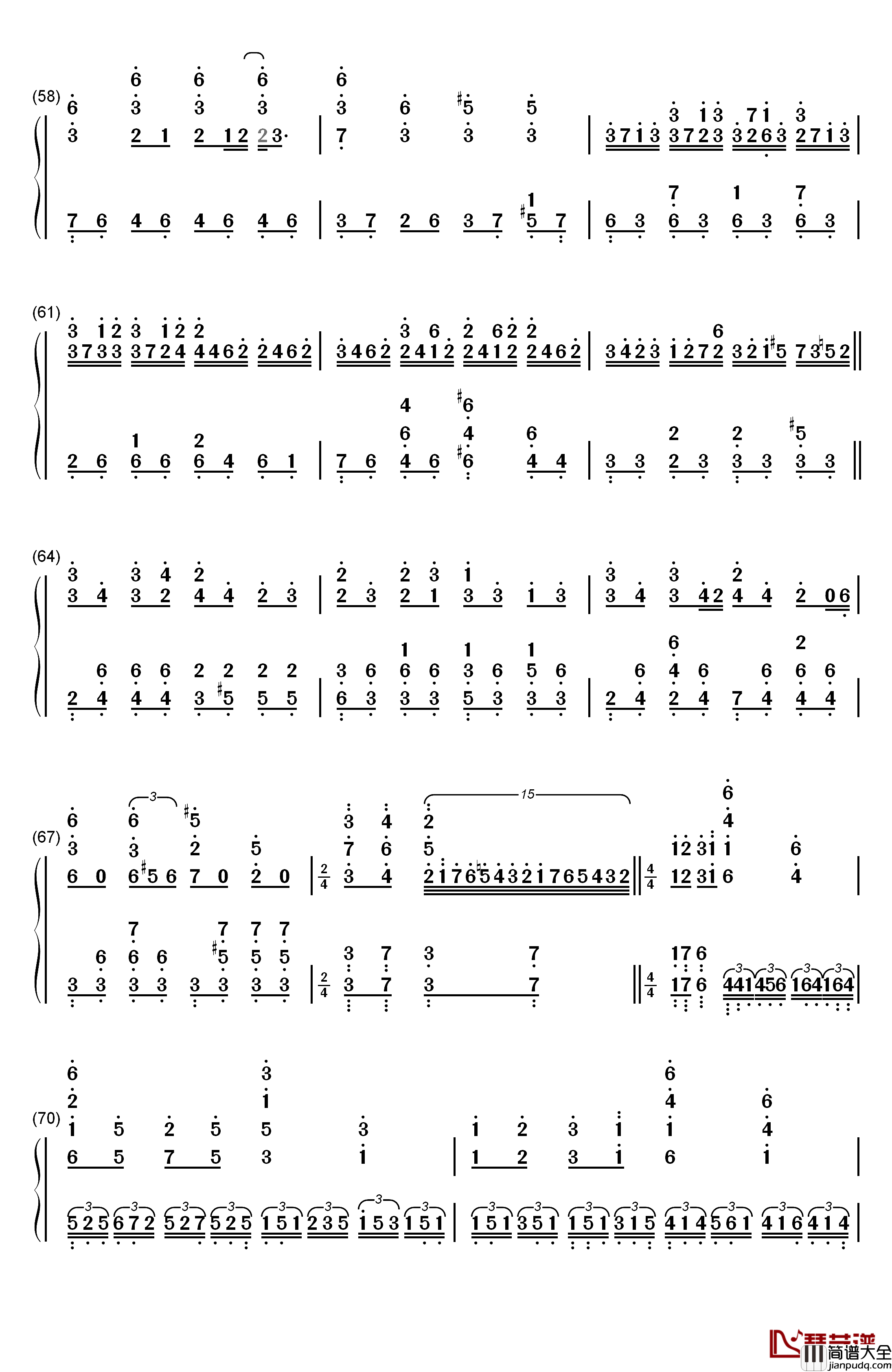 画情钢琴简谱_数字双手_姚贝娜