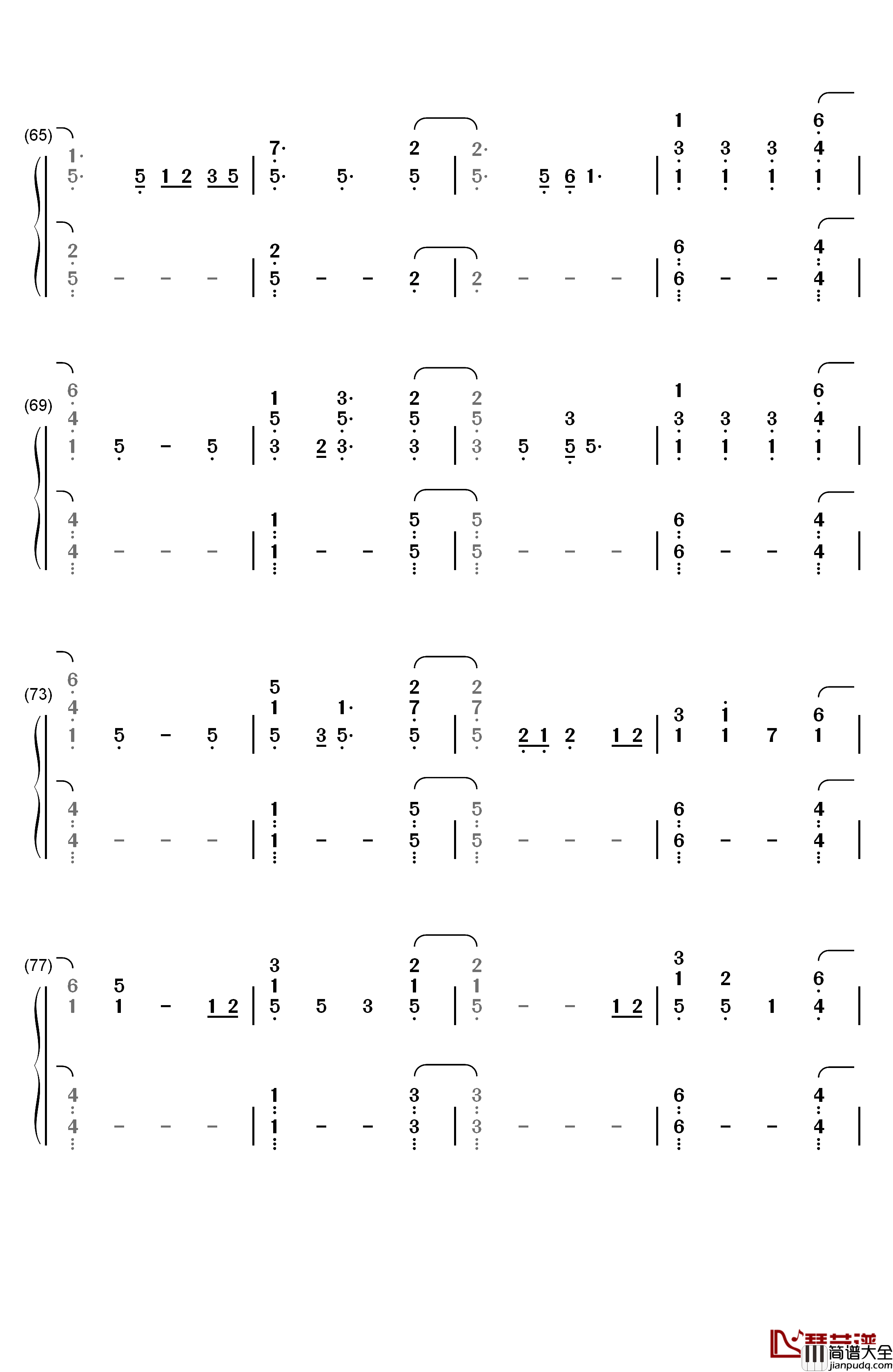 Everglow钢琴简谱_数字双手_Coldplay