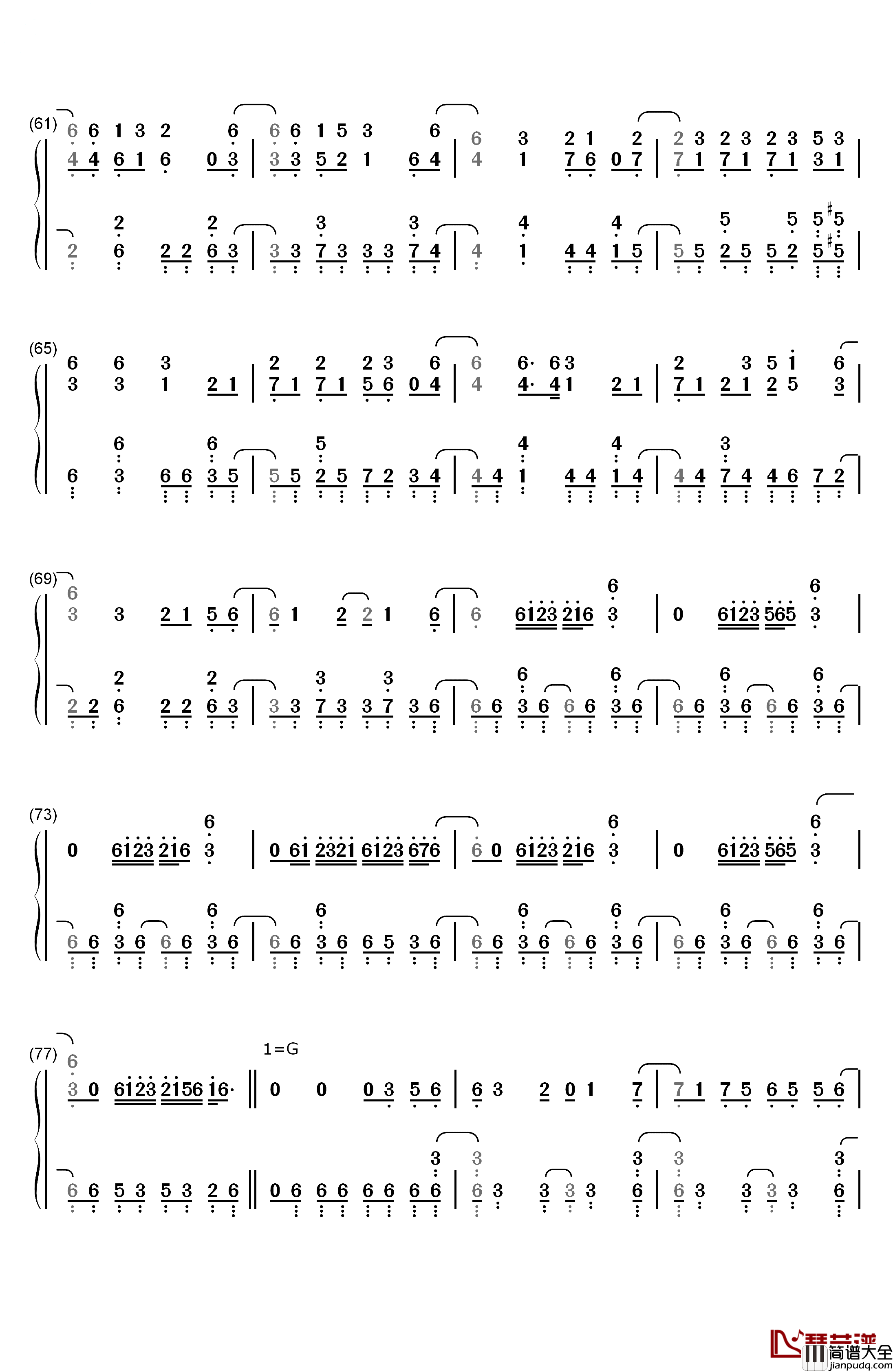 チルドレンレコード_钢琴简谱_数字双手_IA（じん）