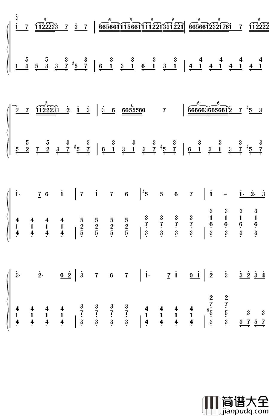 星屑ユートピア钢琴简谱_数字双手_巡音ルカ