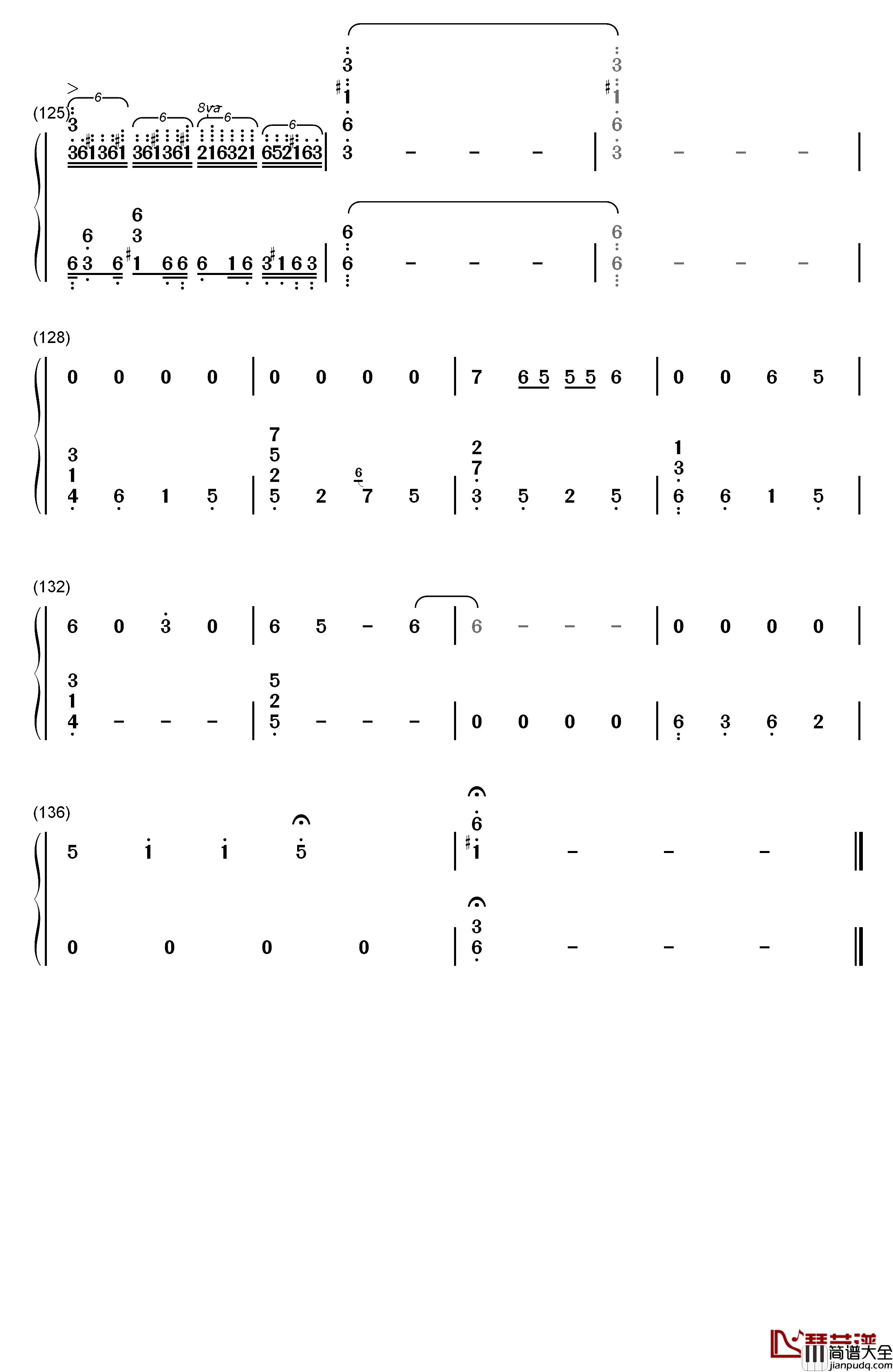 カワキヲアメク钢琴简谱_数字双手_美波