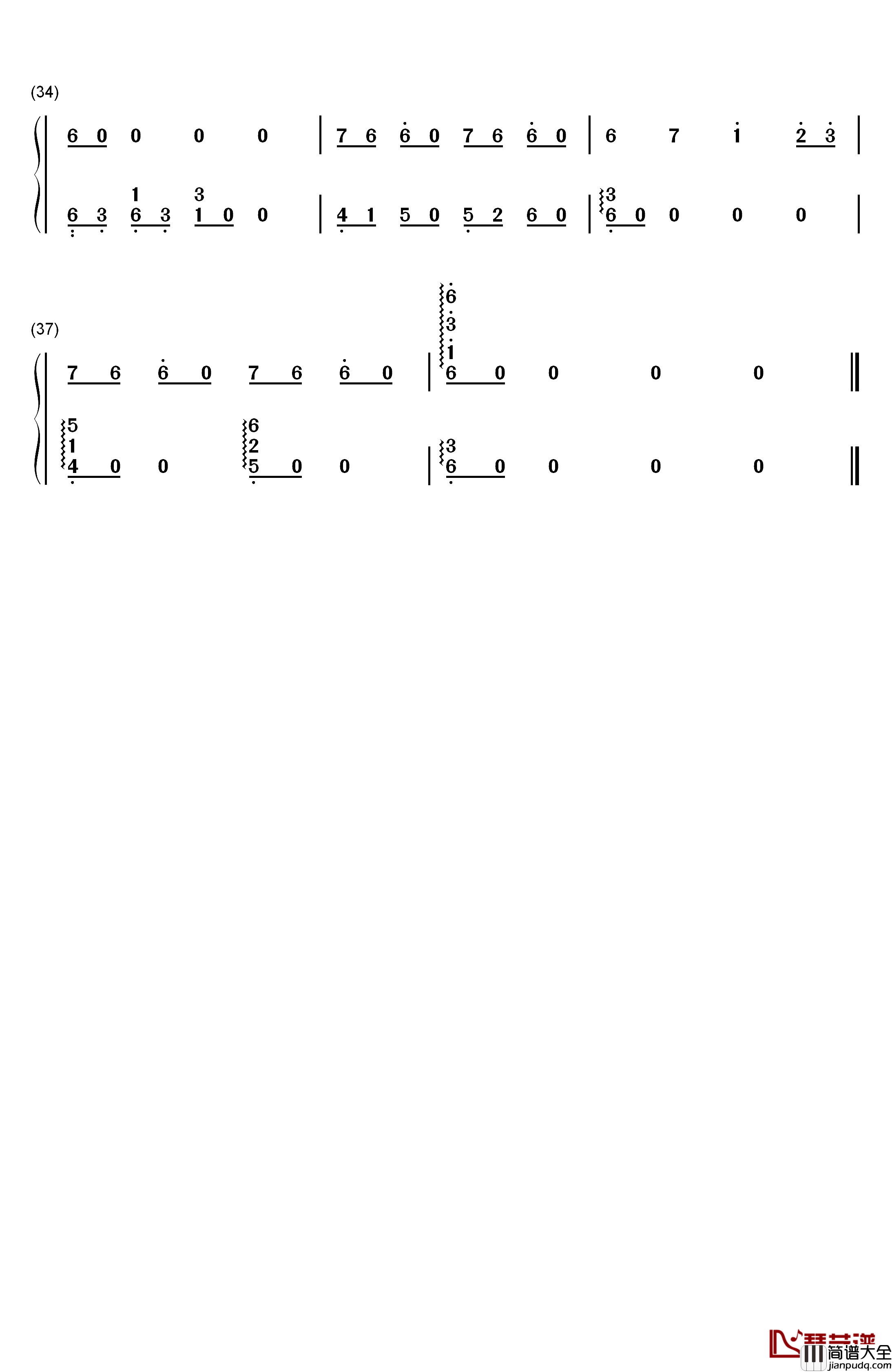 典狱司钢琴简谱_数字双手_音频怪物李楠