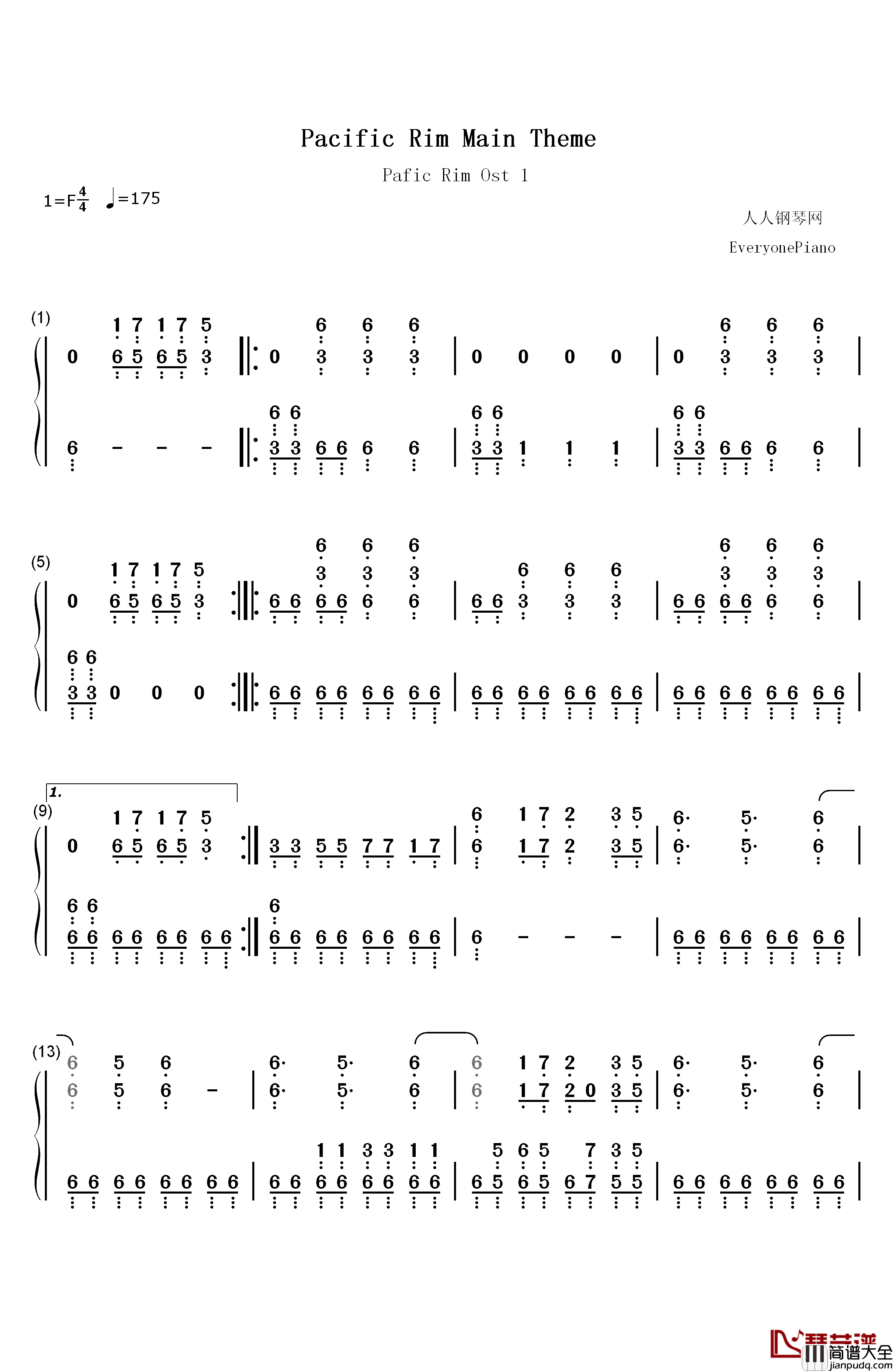 Pacific_Rim_Main_Theme钢琴简谱_数字双手_Ramin_Djawadi