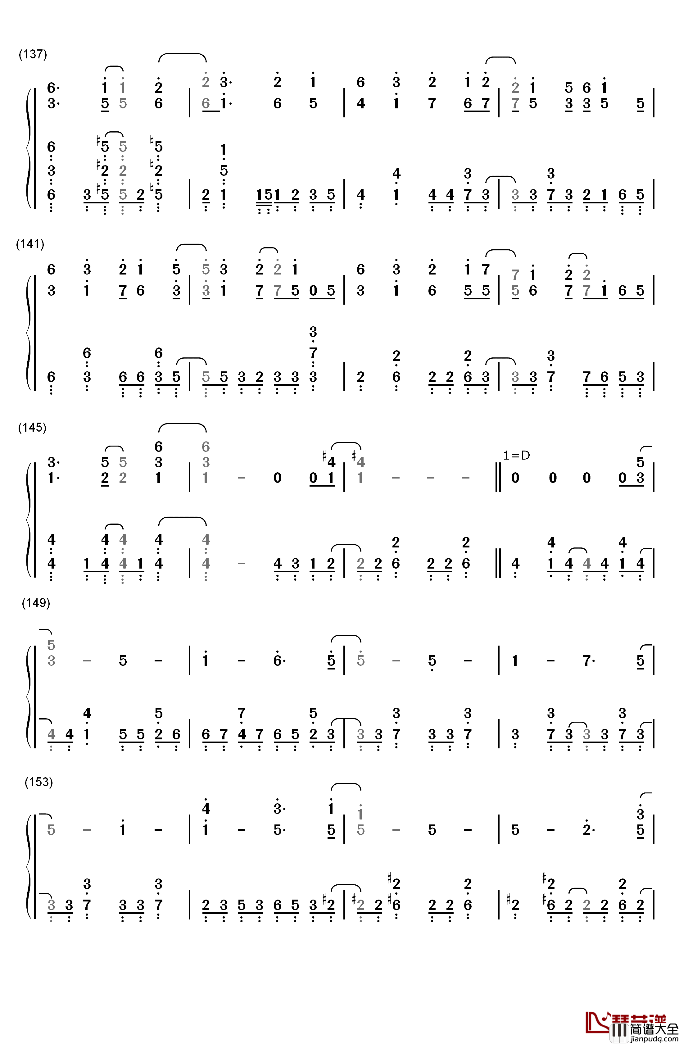 ロスタイムメモリー钢琴简谱_数字双手_IA