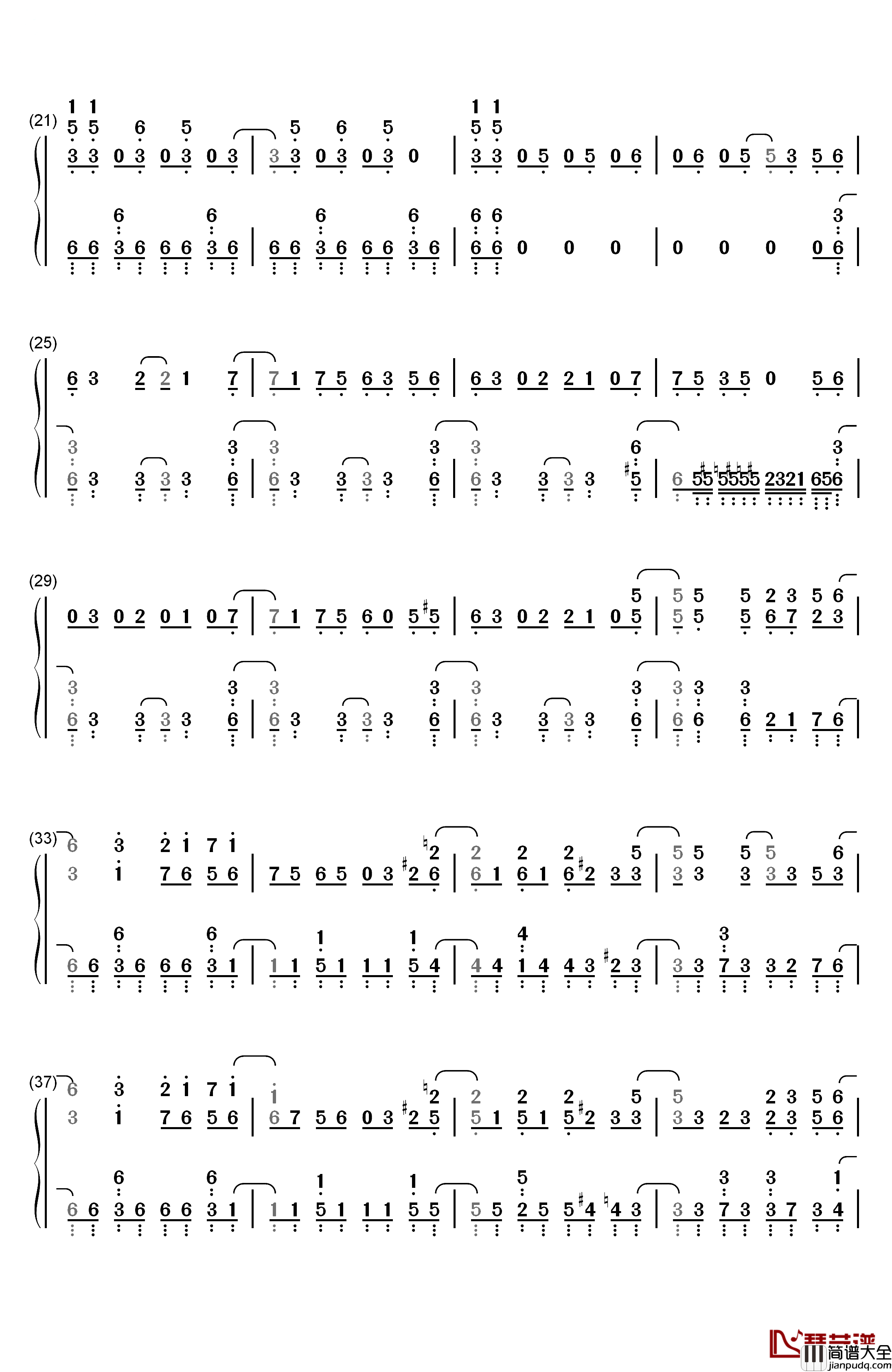チルドレンレコード_钢琴简谱_数字双手_IA（じん）