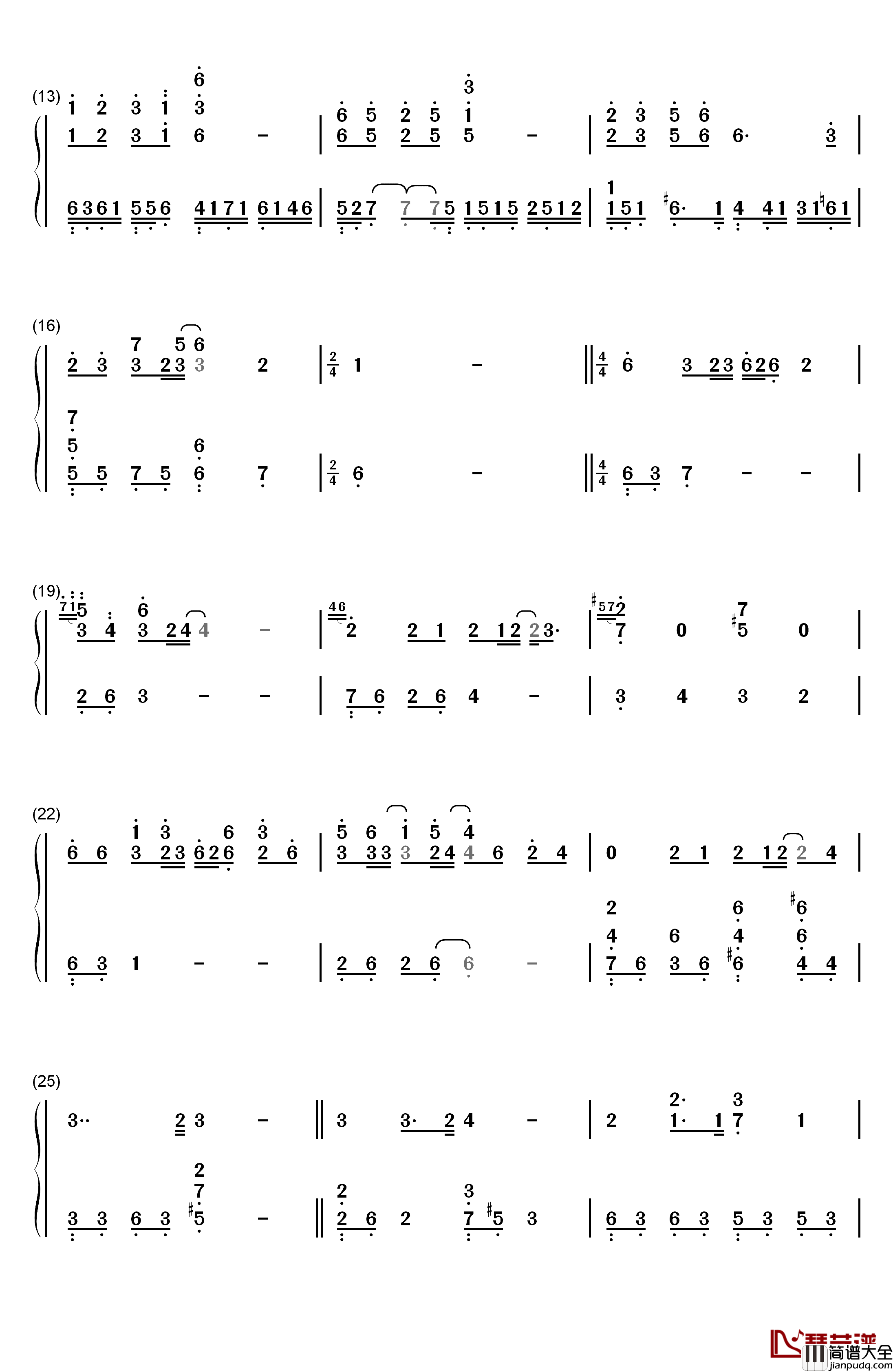 画情钢琴简谱_数字双手_姚贝娜