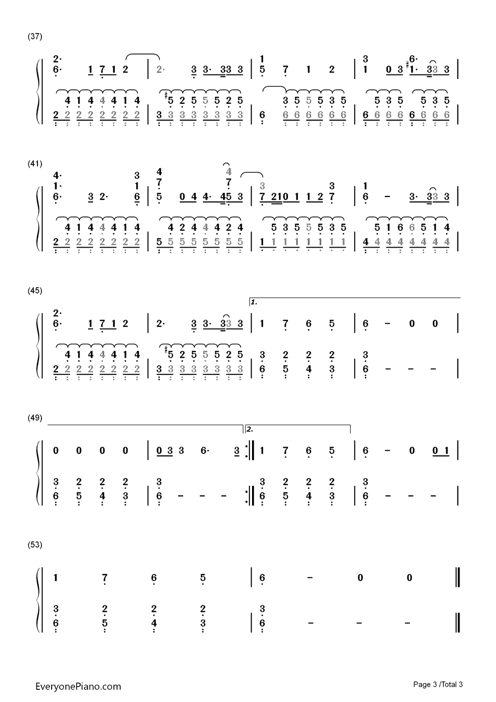 Million_Years_Ago钢琴简谱_数字双手_Adele