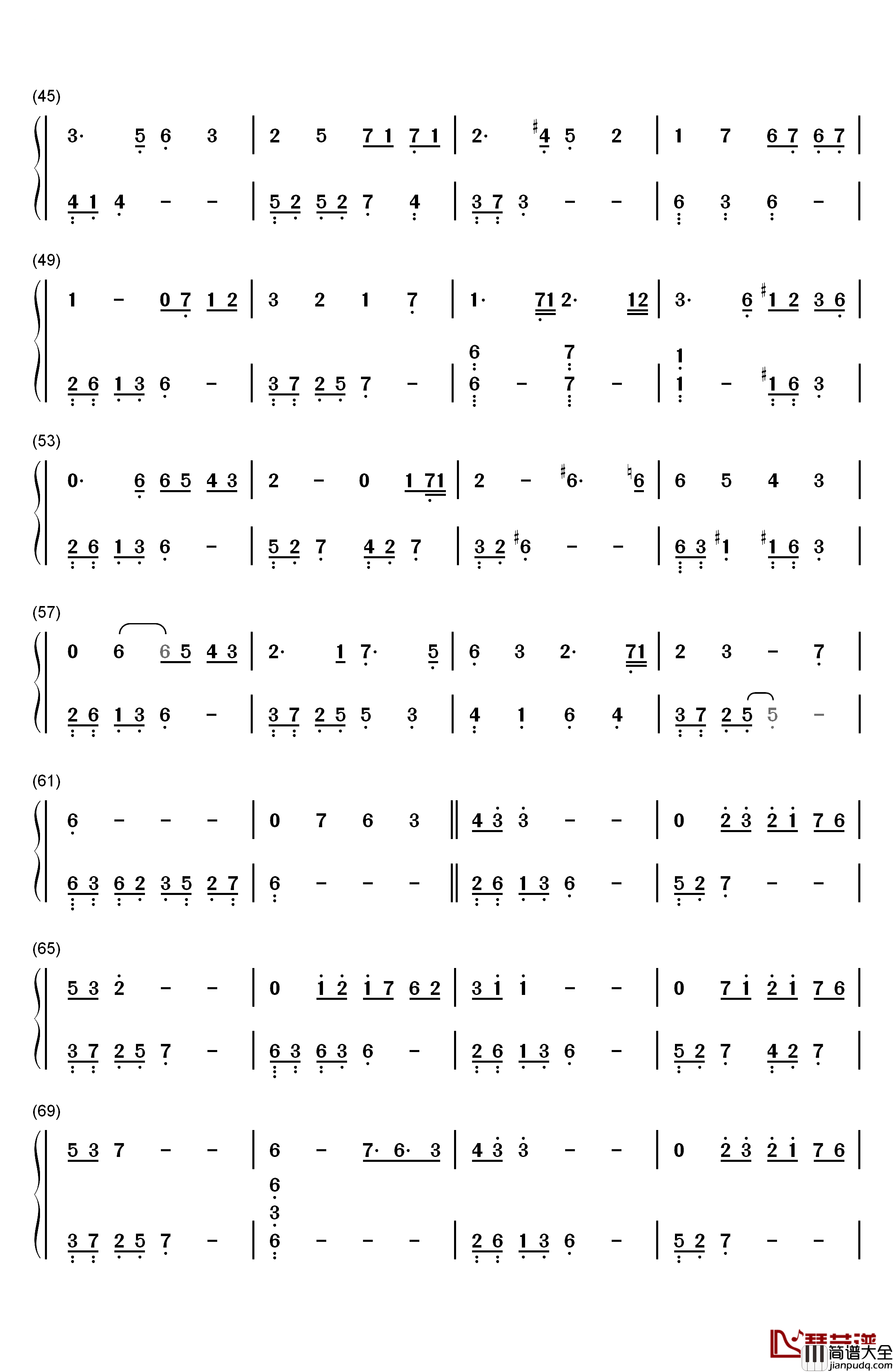 月の明り钢琴简谱_数字双手_伊田惠美