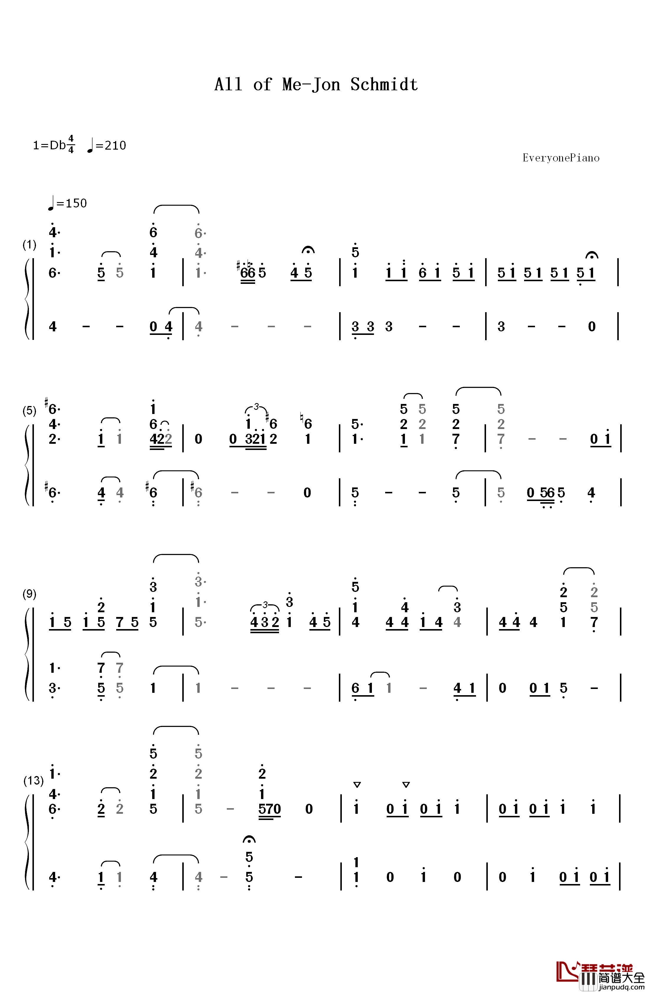 All_of_Me_完整版钢琴简谱_数字双手_Jon_Schmidt