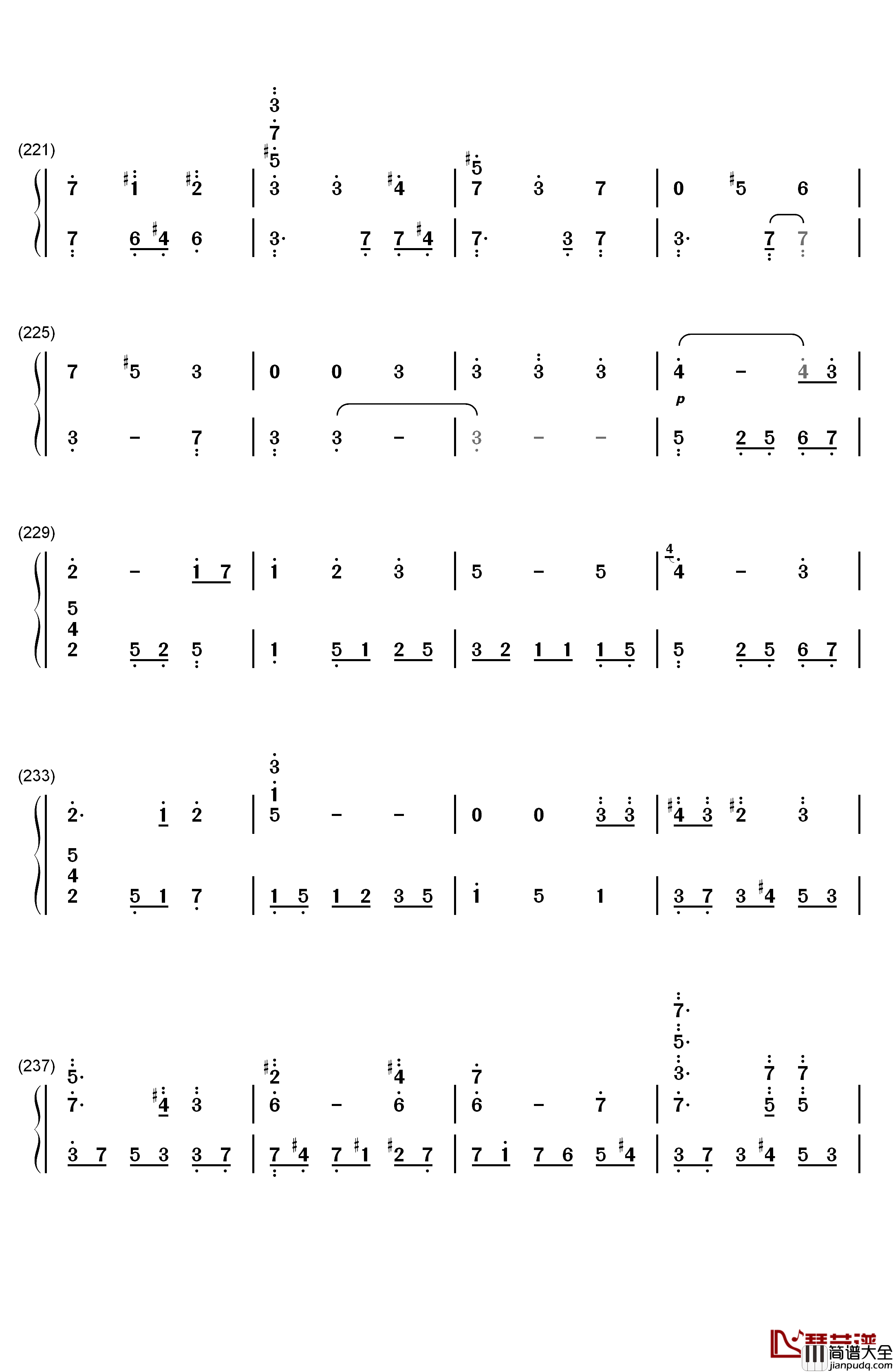 世界の約束钢琴简谱_数字双手_倍赏千惠子