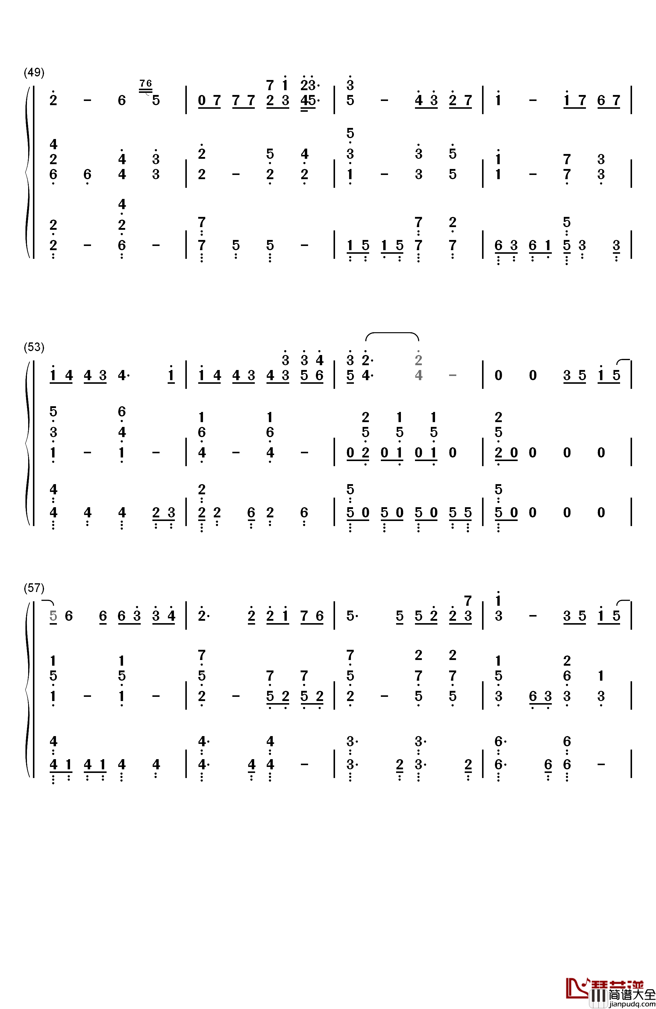 手心的蔷薇钢琴简谱_数字双手_林俊杰_邓紫棋