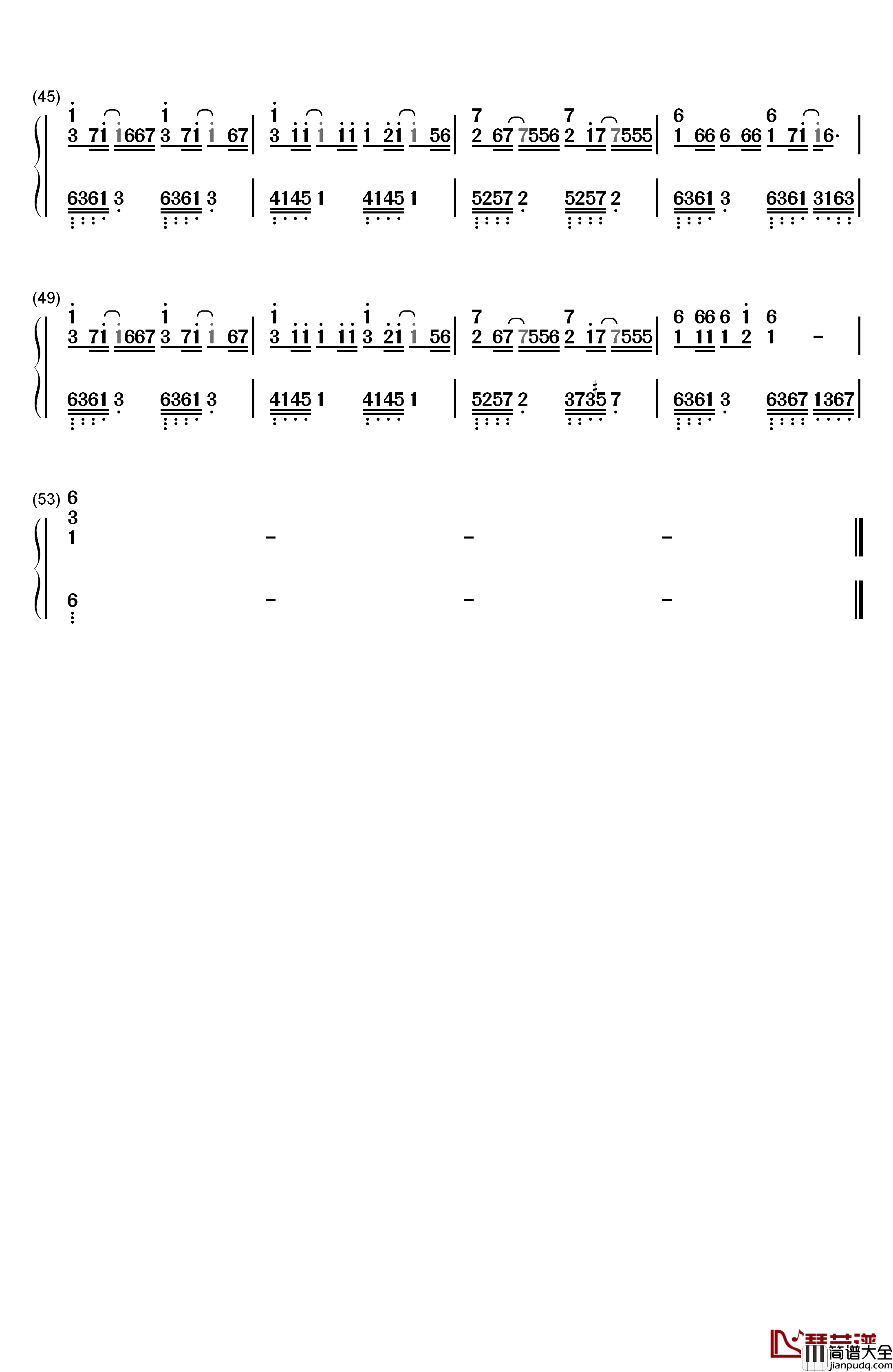 自作多情钢琴简谱_数字双手_本兮