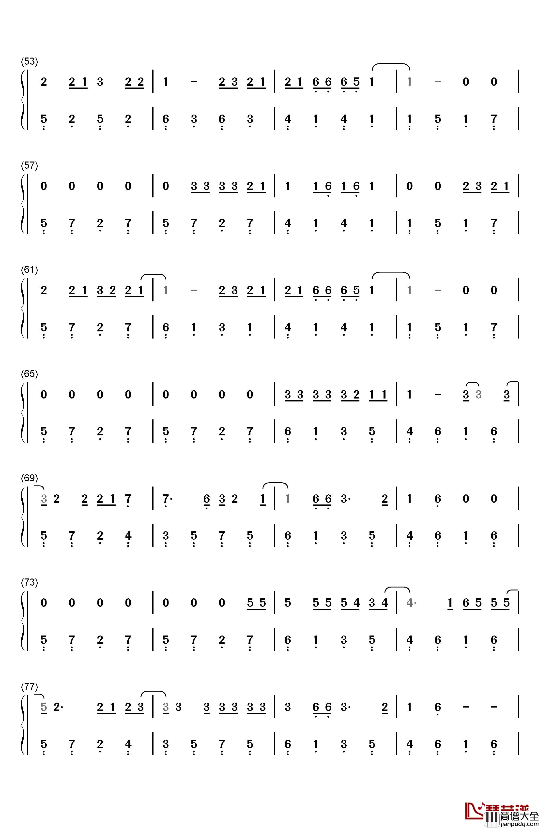 Let_Her_Go钢琴简谱_数字双手_Passenger