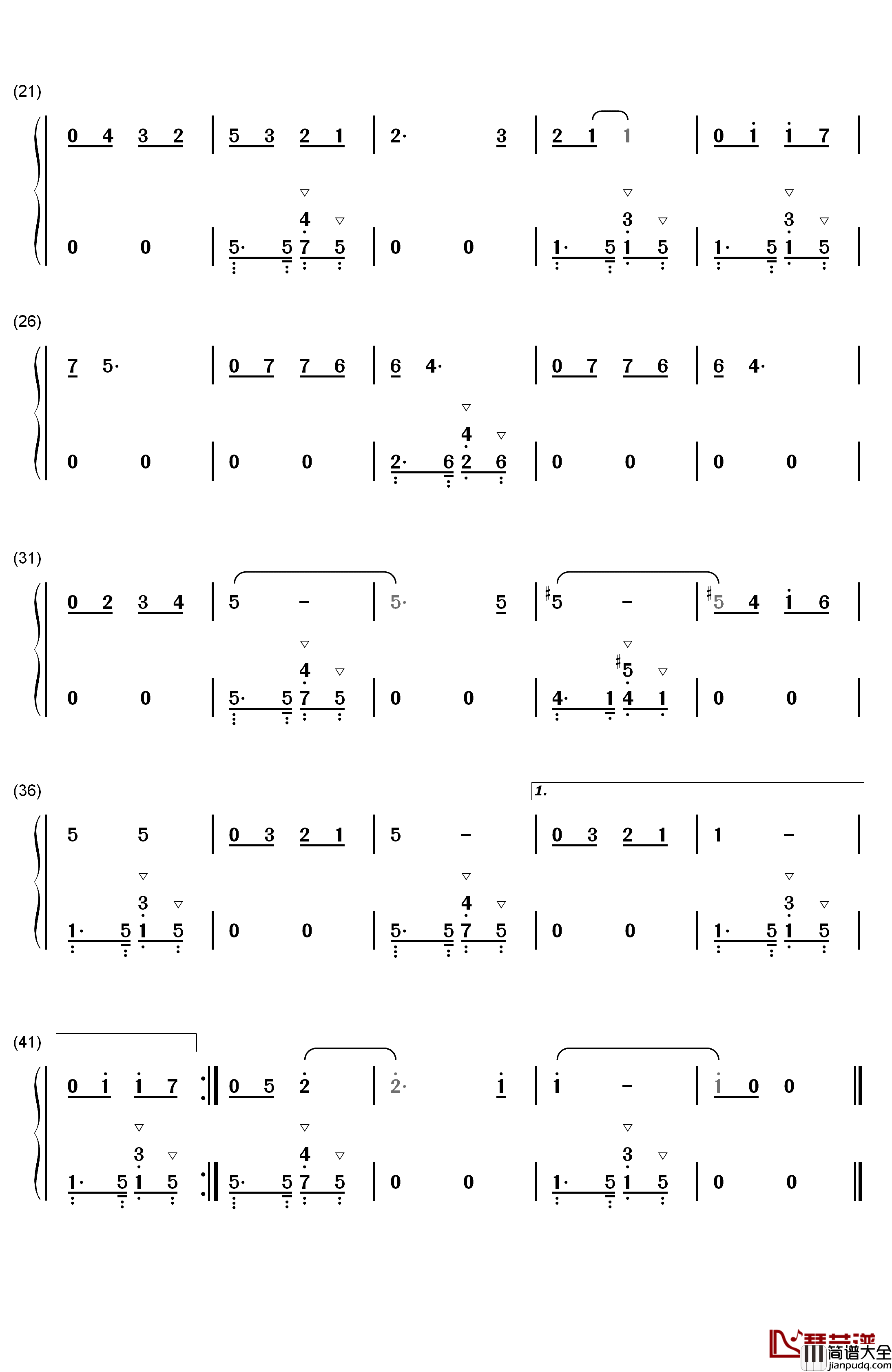 我的太阳钢琴简谱_数字双手_Eduardo_di_Capua