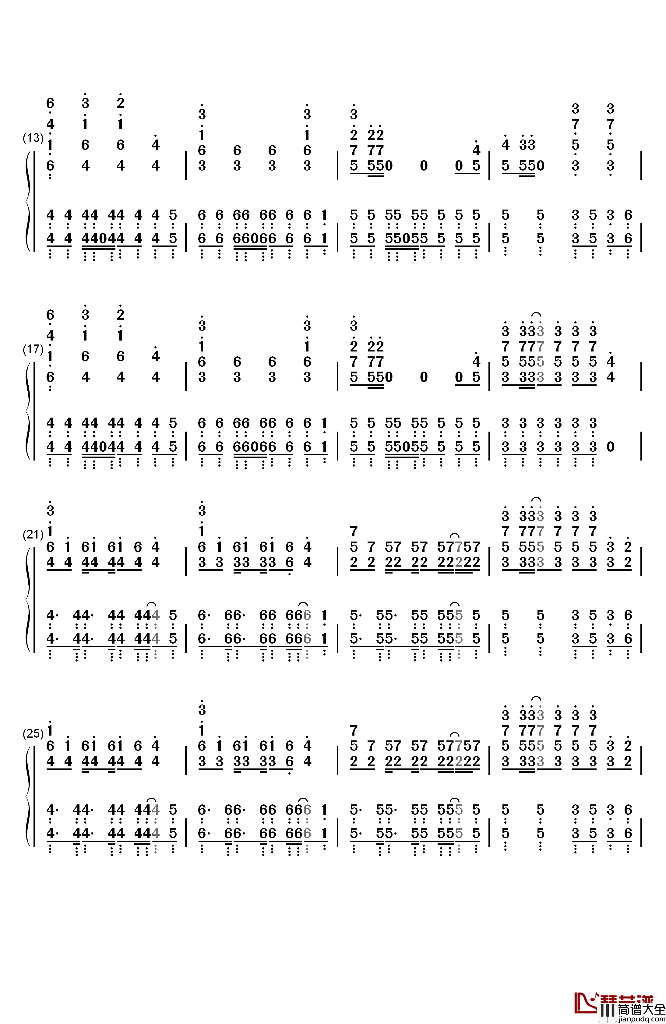 Diamonds钢琴简谱_数字双手_Rihanna