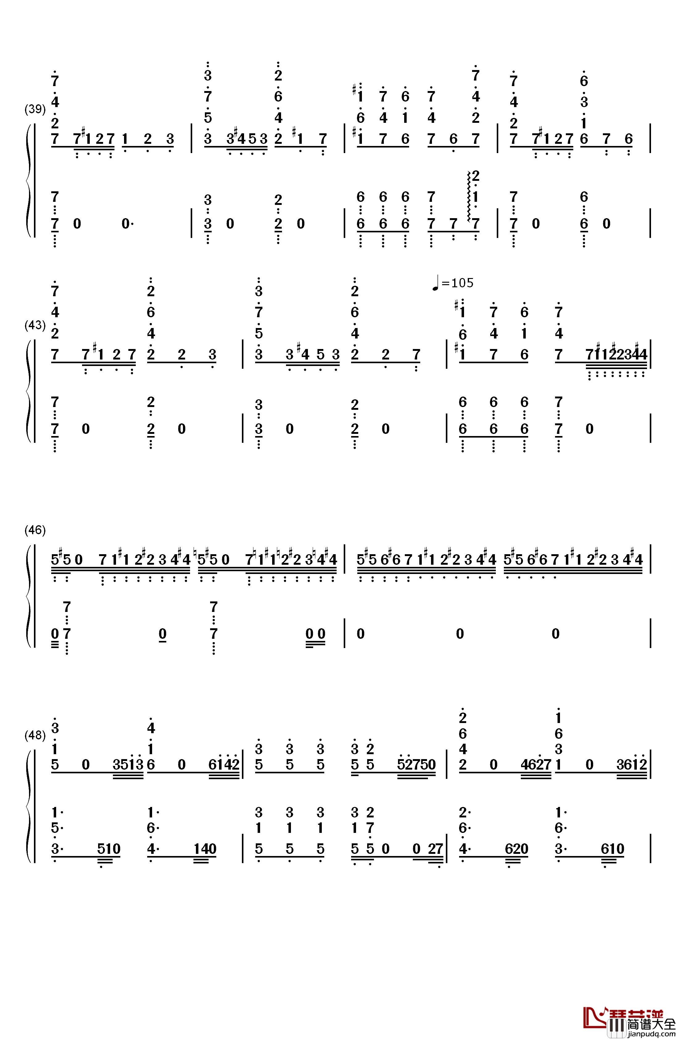 加勒比海盗主题曲钢琴简谱_数字双手_克劳斯·巴德尔特