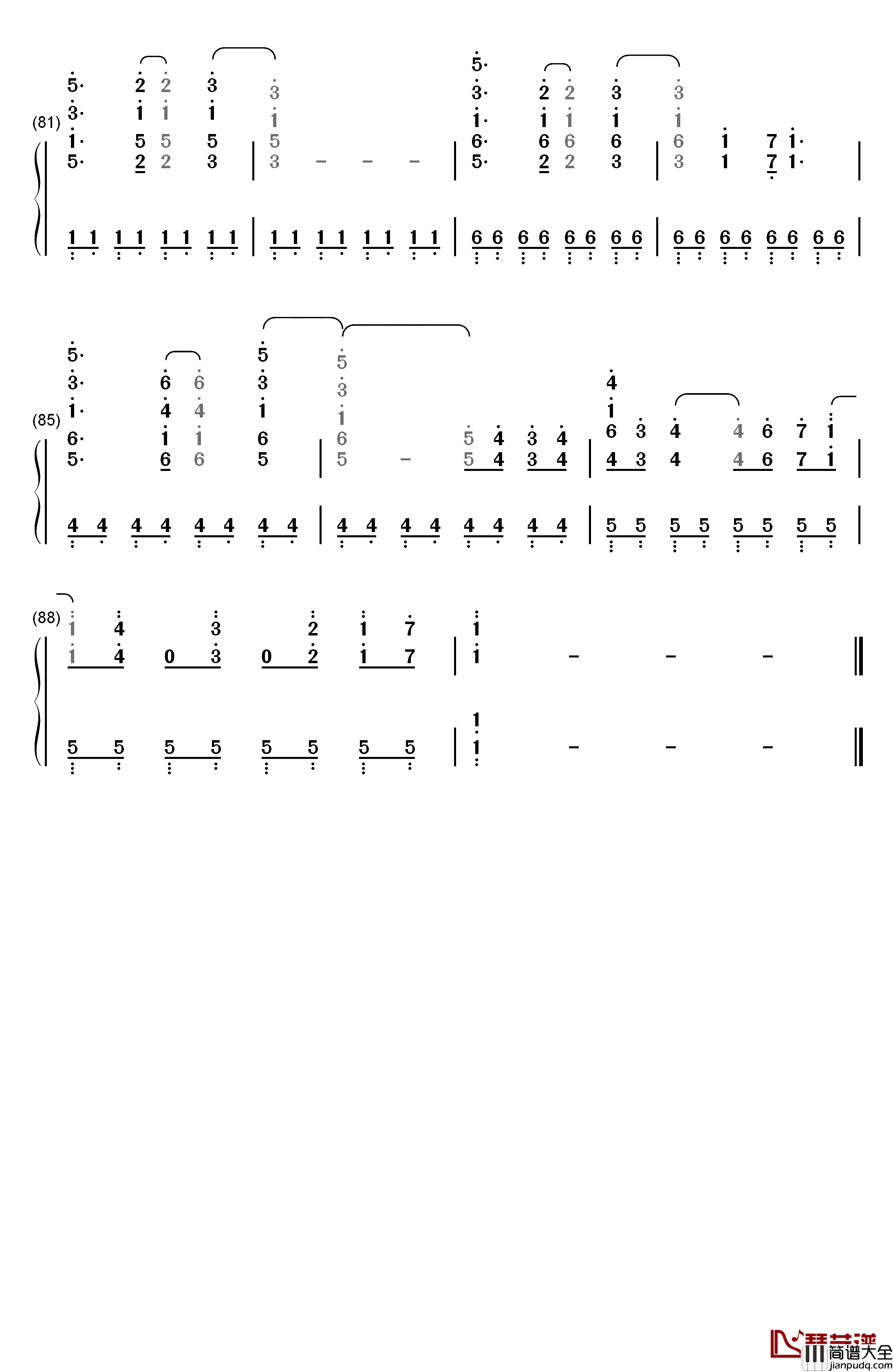 风の辿り着く场所钢琴简谱_数字双手_彩菜