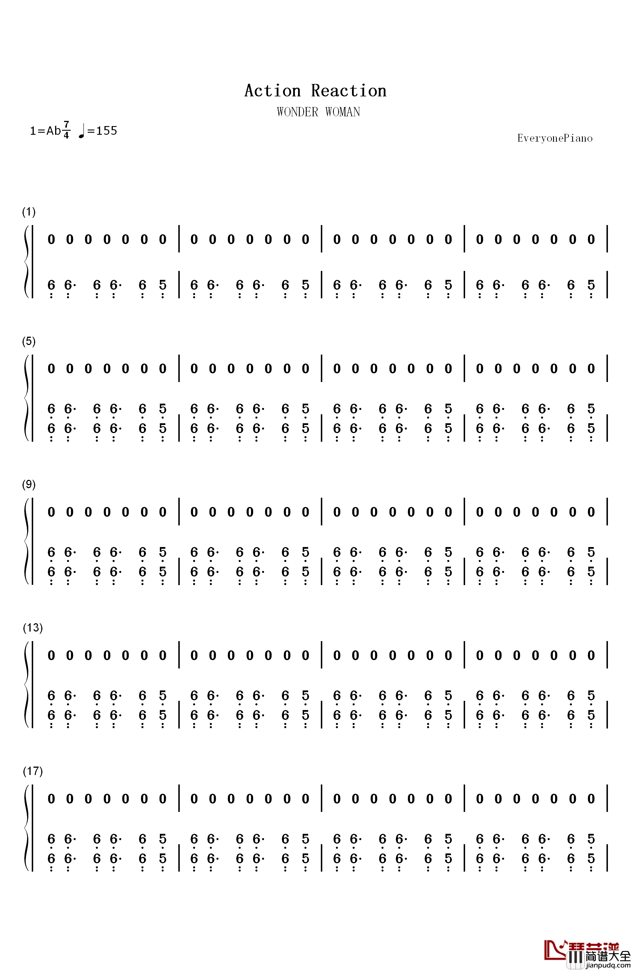 Action_Reaction钢琴简谱_数字双手_Rupert_Gregson_Williams