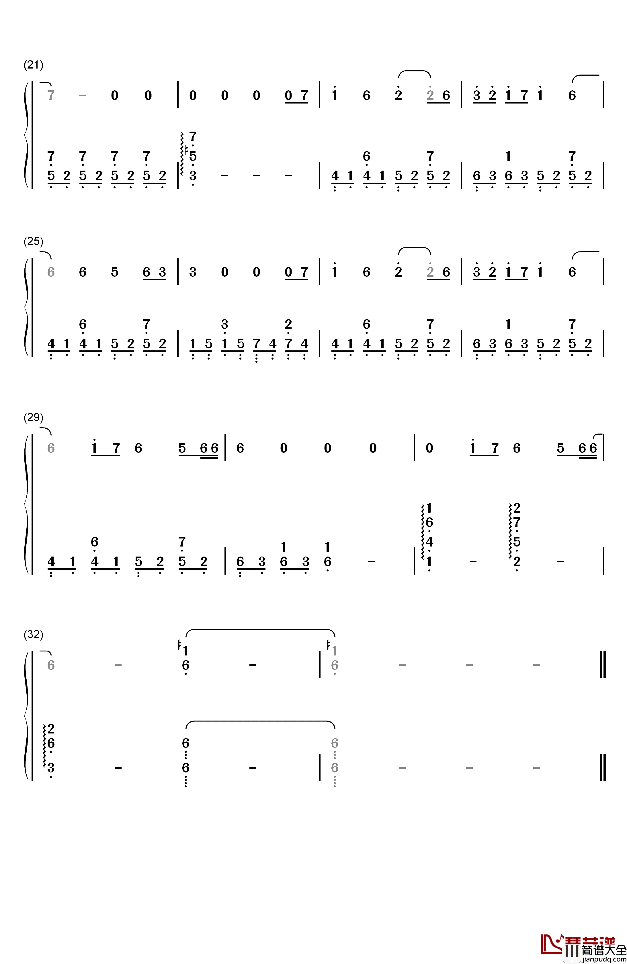 蓝染钢琴简谱_数字双手_能登麻美子