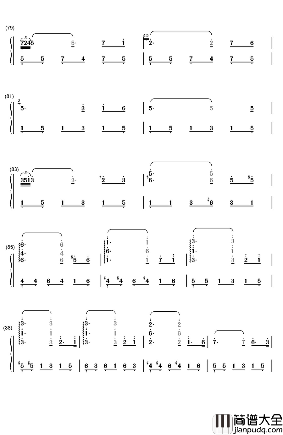 您自己钢琴简谱_数字双手_兰格