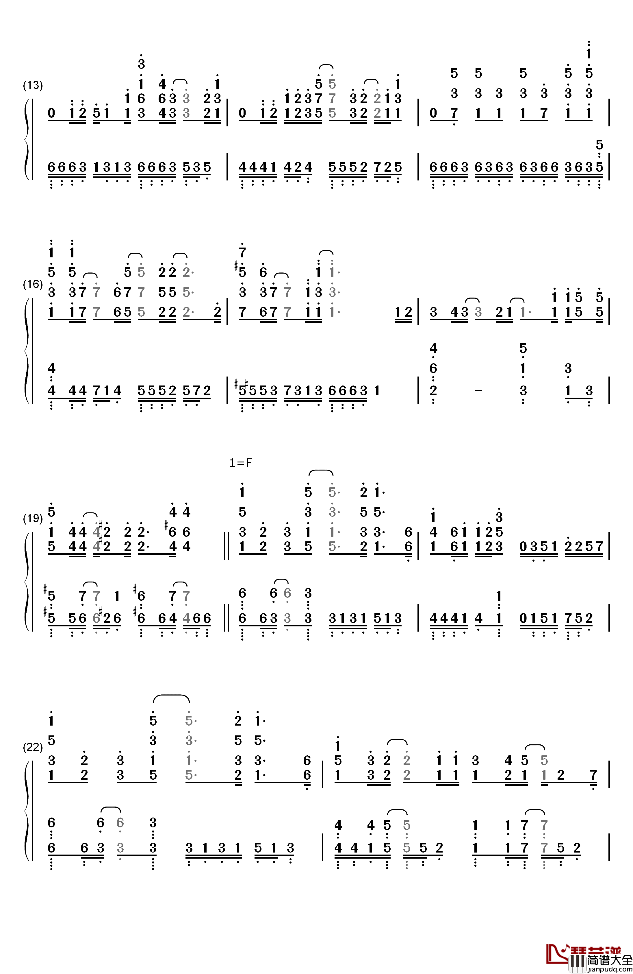 Sincerely钢琴简谱_数字双手_TRUE