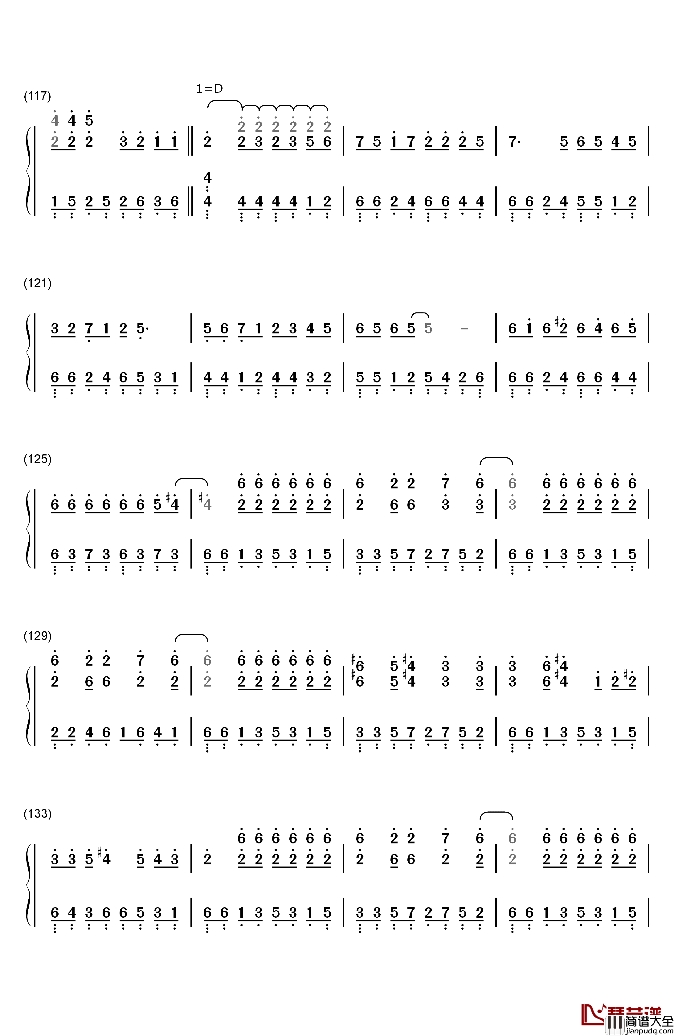 Star!!钢琴简谱_数字双手_田中秀和