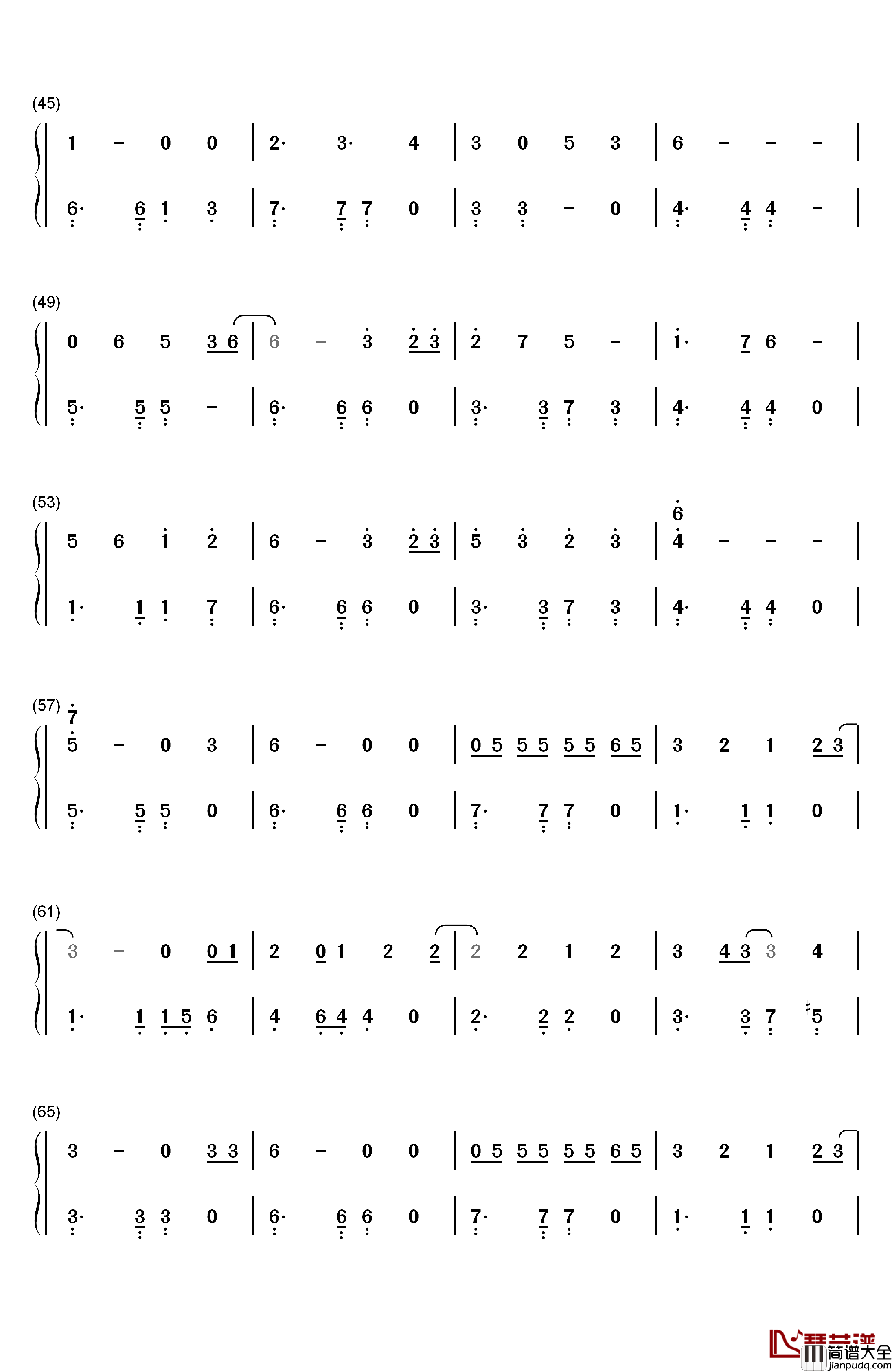 ひなげし钢琴简谱_数字双手_中岛美智代