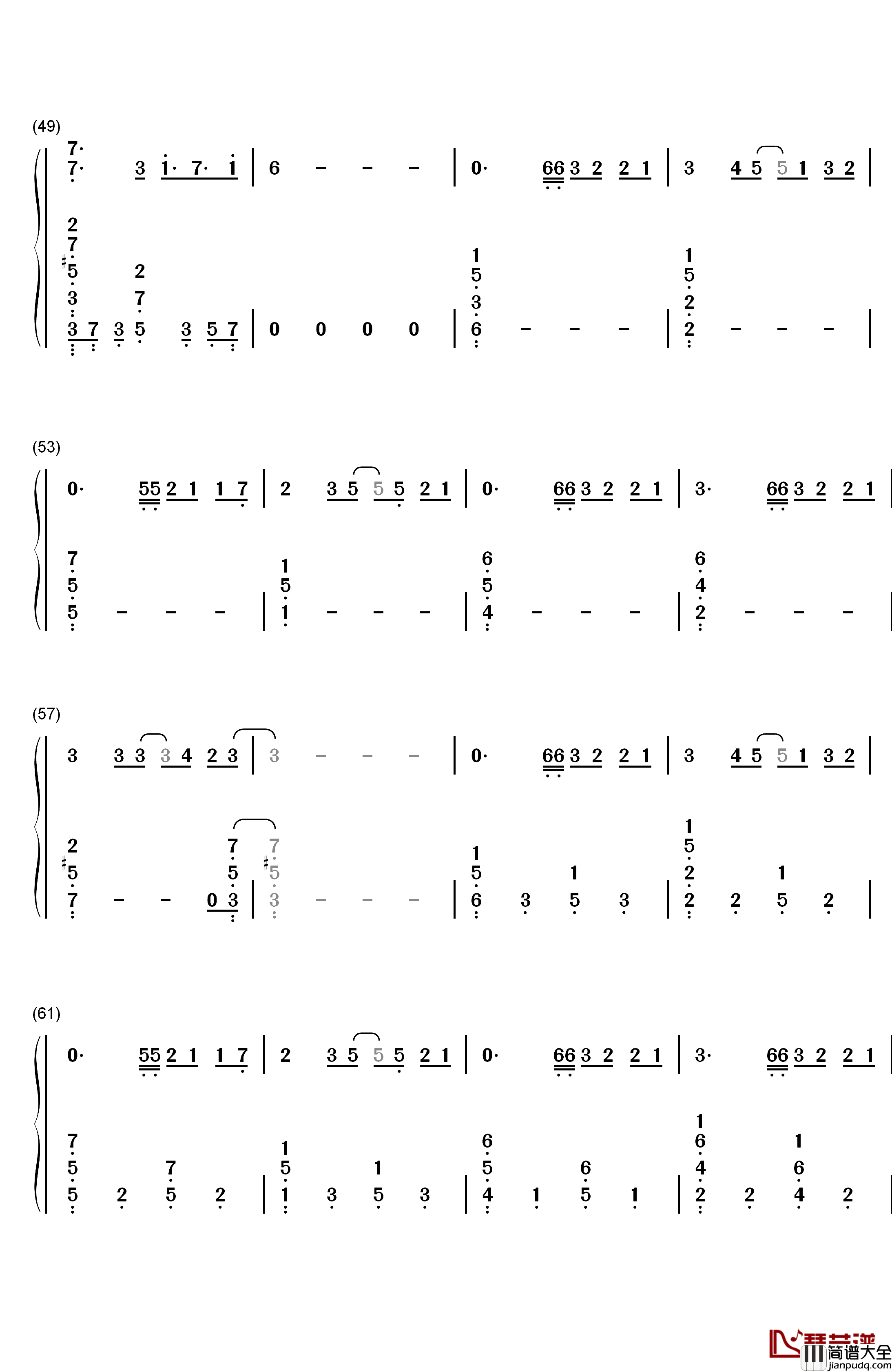 风度钢琴简谱_数字双手_汪苏泷