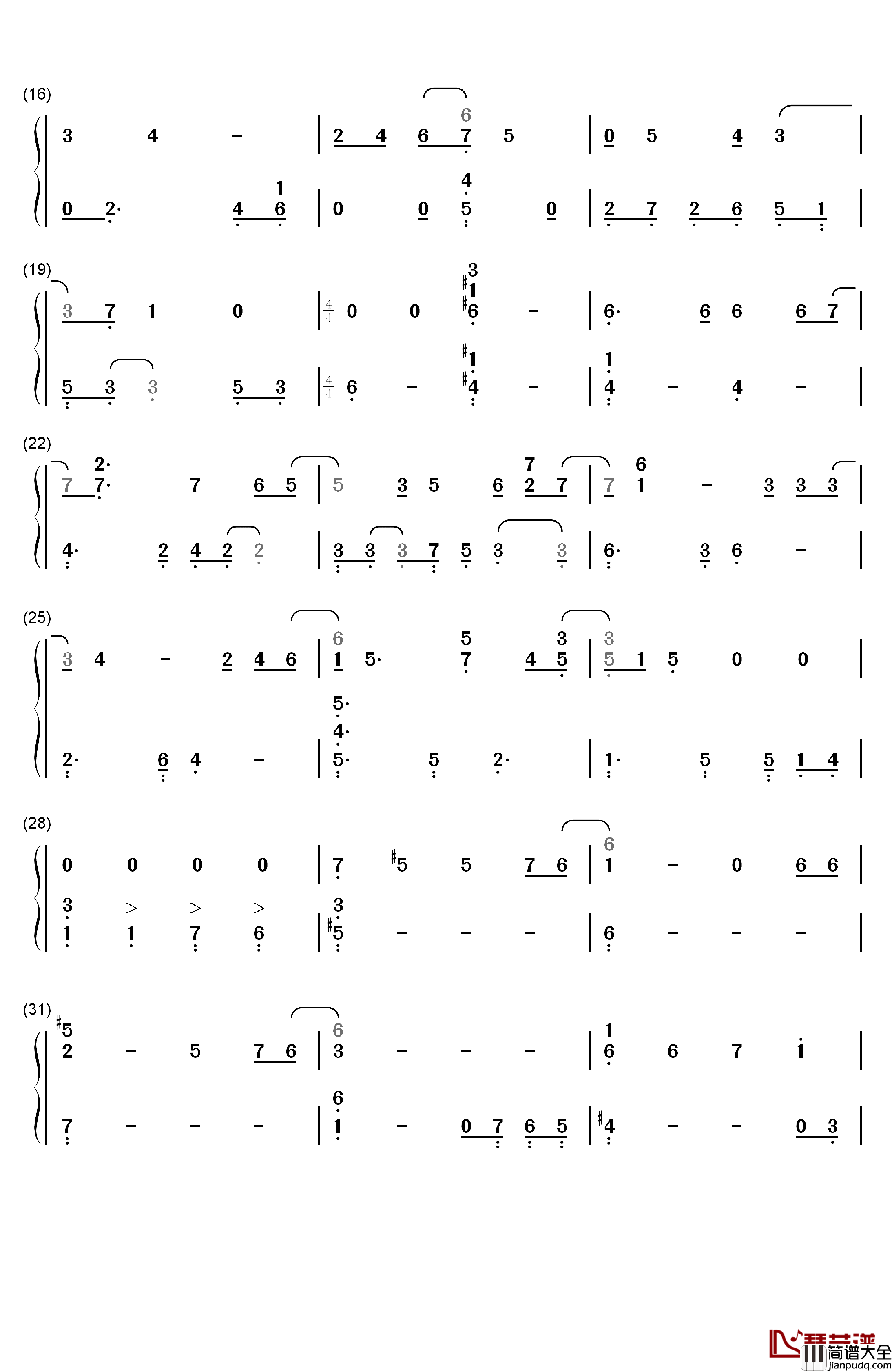 可曾记得爱钢琴简谱_数字双手_饭岛真理