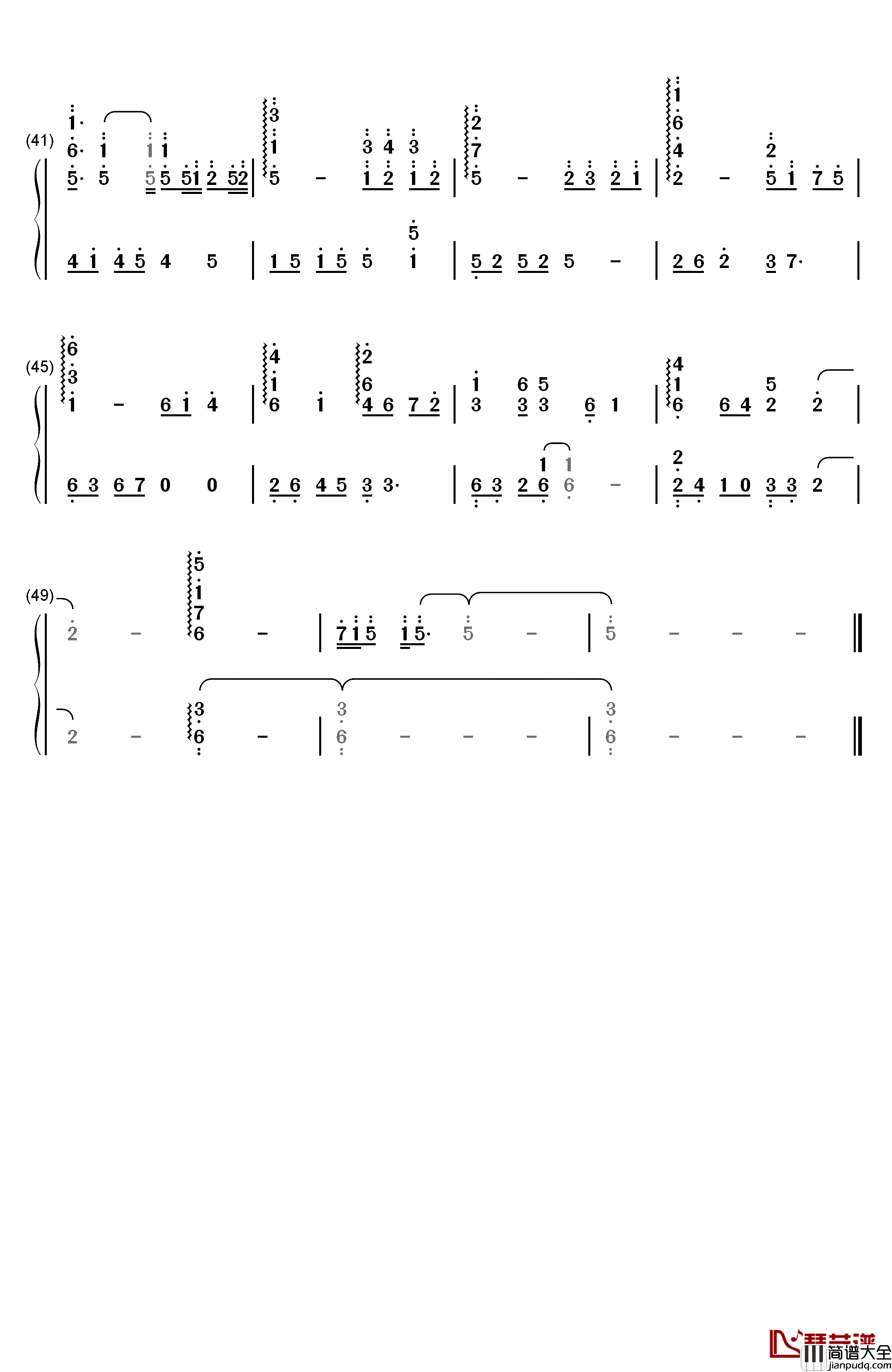 涙のテーマ钢琴简谱_数字双手_柿岛伸次