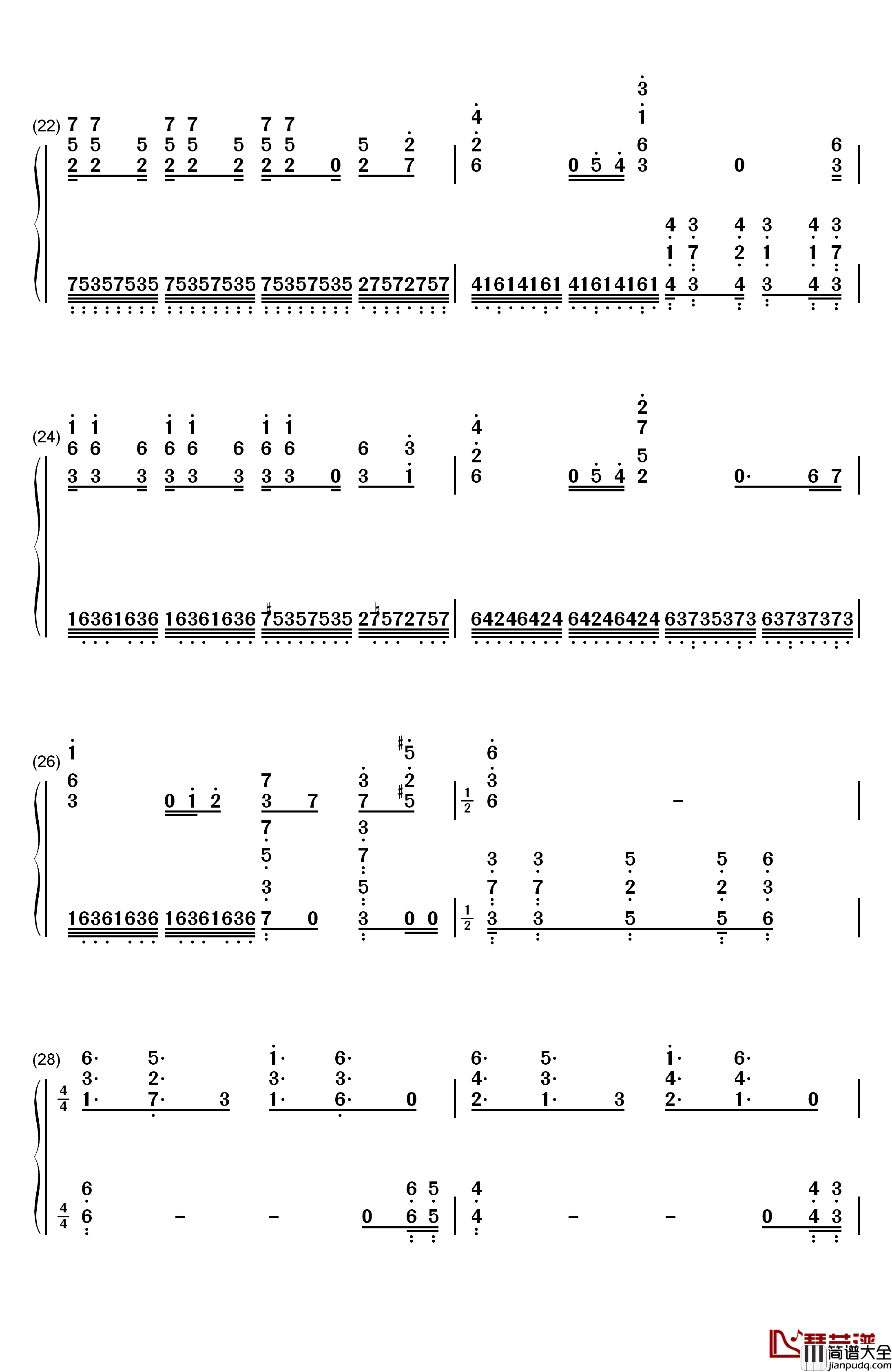 STAND_PROUD钢琴简谱_数字双手_桥本仁