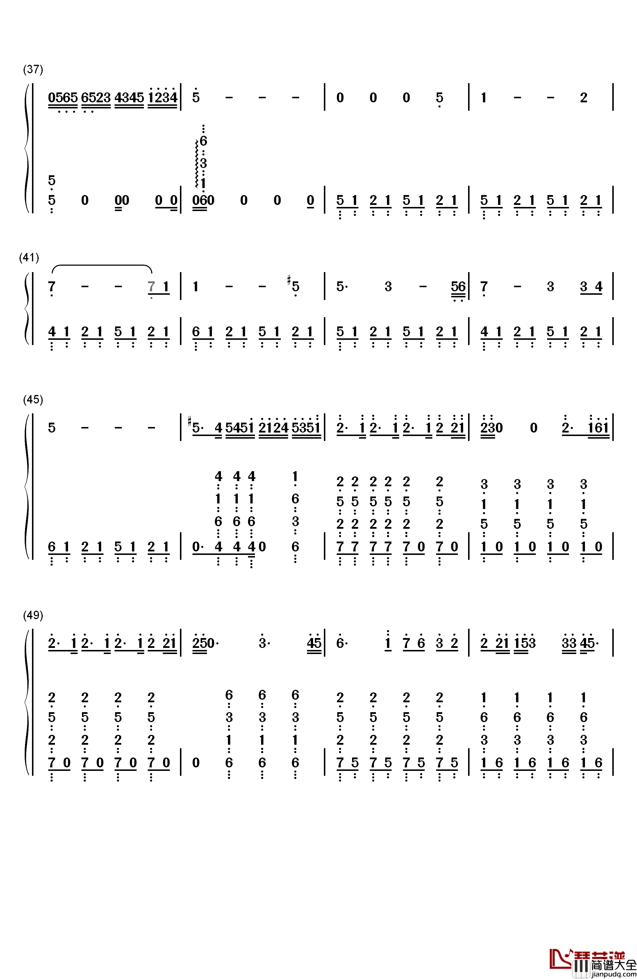 告白之夜钢琴简谱_数字双手_Ayasa