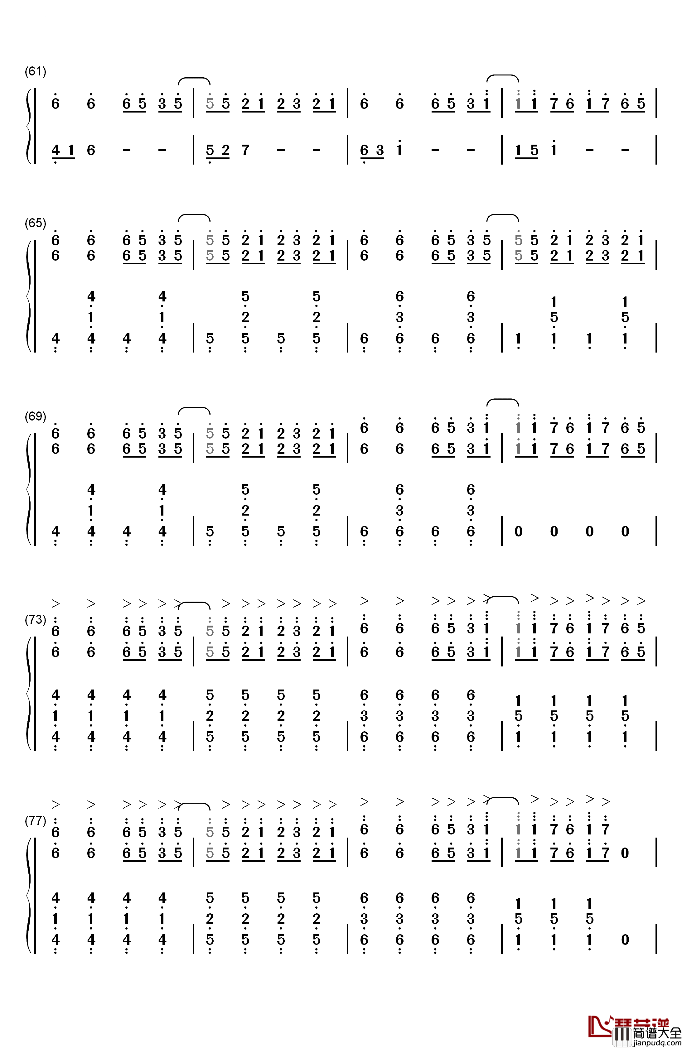 Horizon钢琴简谱_数字双手_Janji