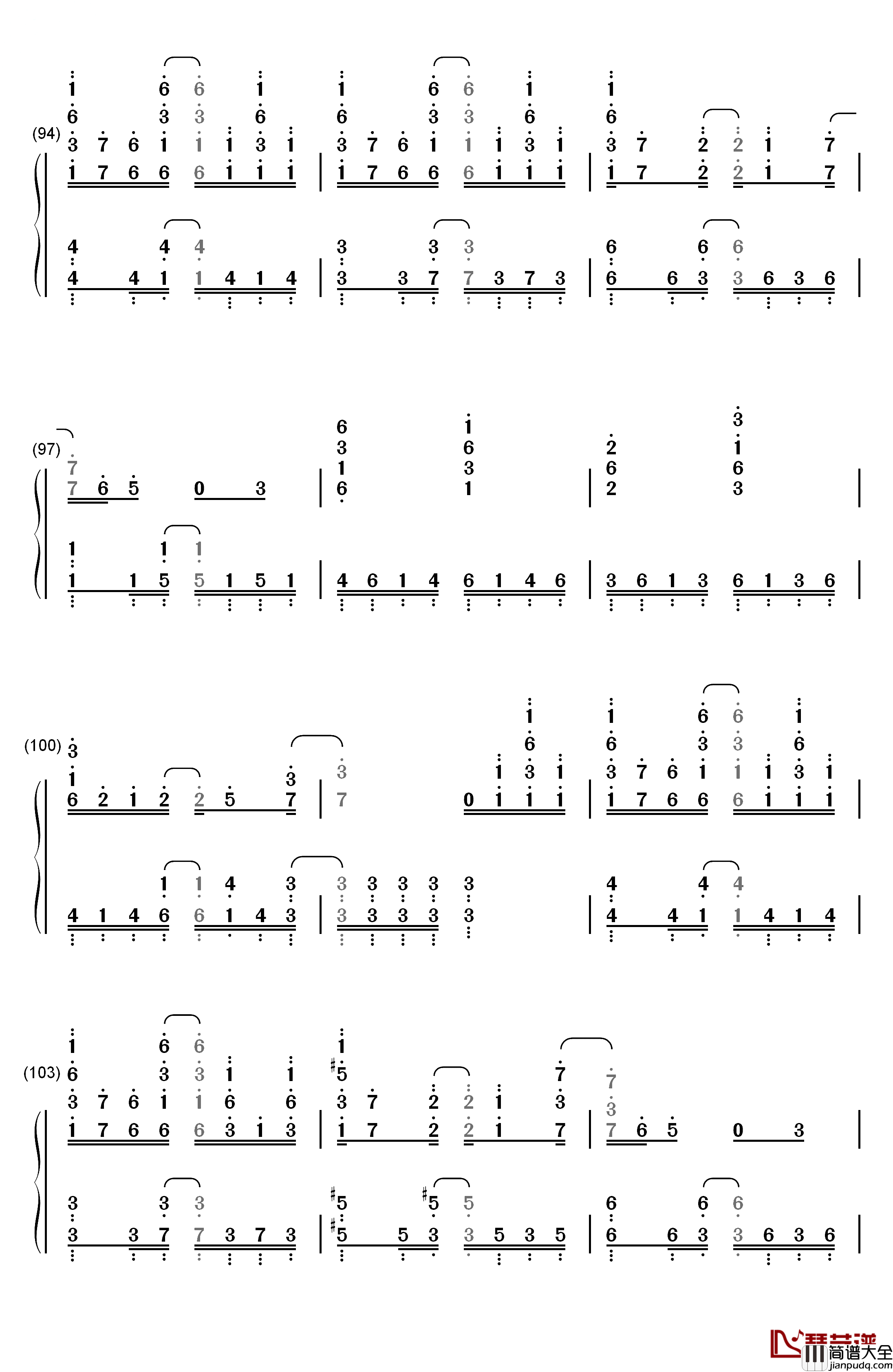 セツナドライブ钢琴简谱_数字双手_IA