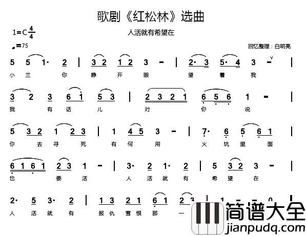 歌剧_红松林_选曲4首简谱_