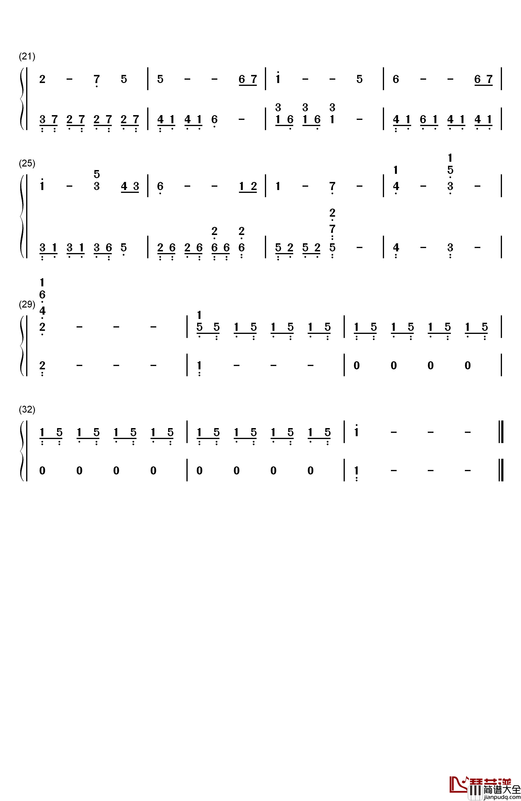 End_Title钢琴简谱_数字双手_东京爱情故事