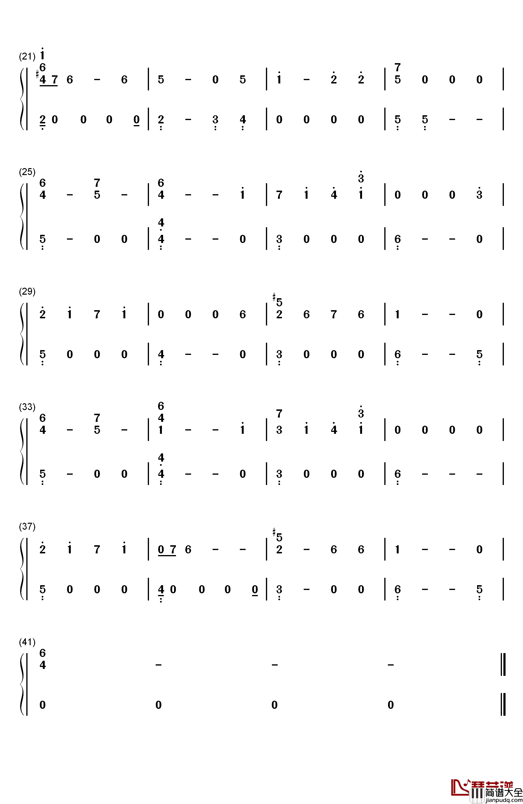 环_钢琴简谱_数字双手_糸奇はな