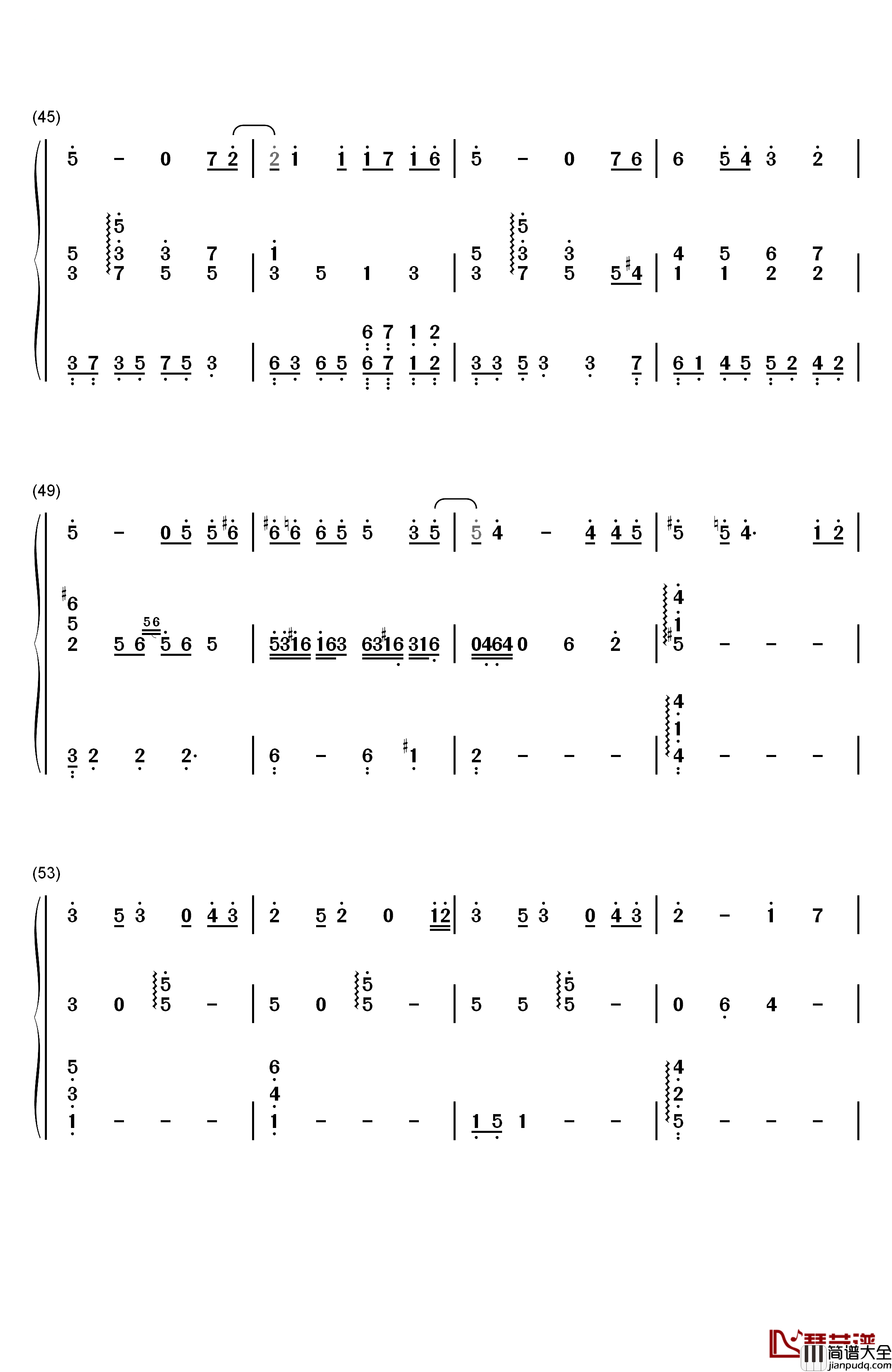 心动钢琴简谱_数字双手_陈洁仪