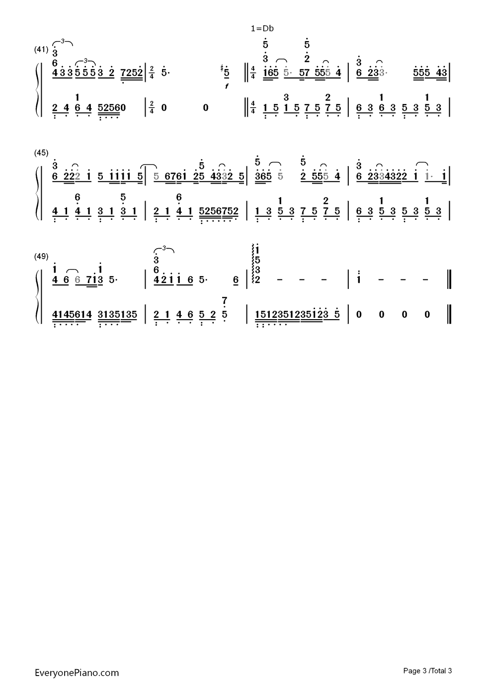 燃烧钢琴简谱_数字双手_孙楠