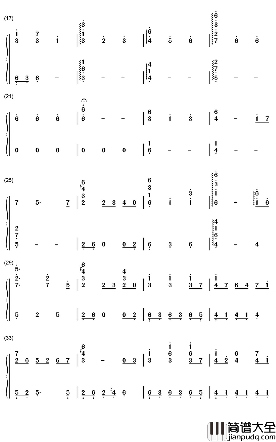 Fear_Not_This_Night钢琴简谱_数字双手_吉克隽逸