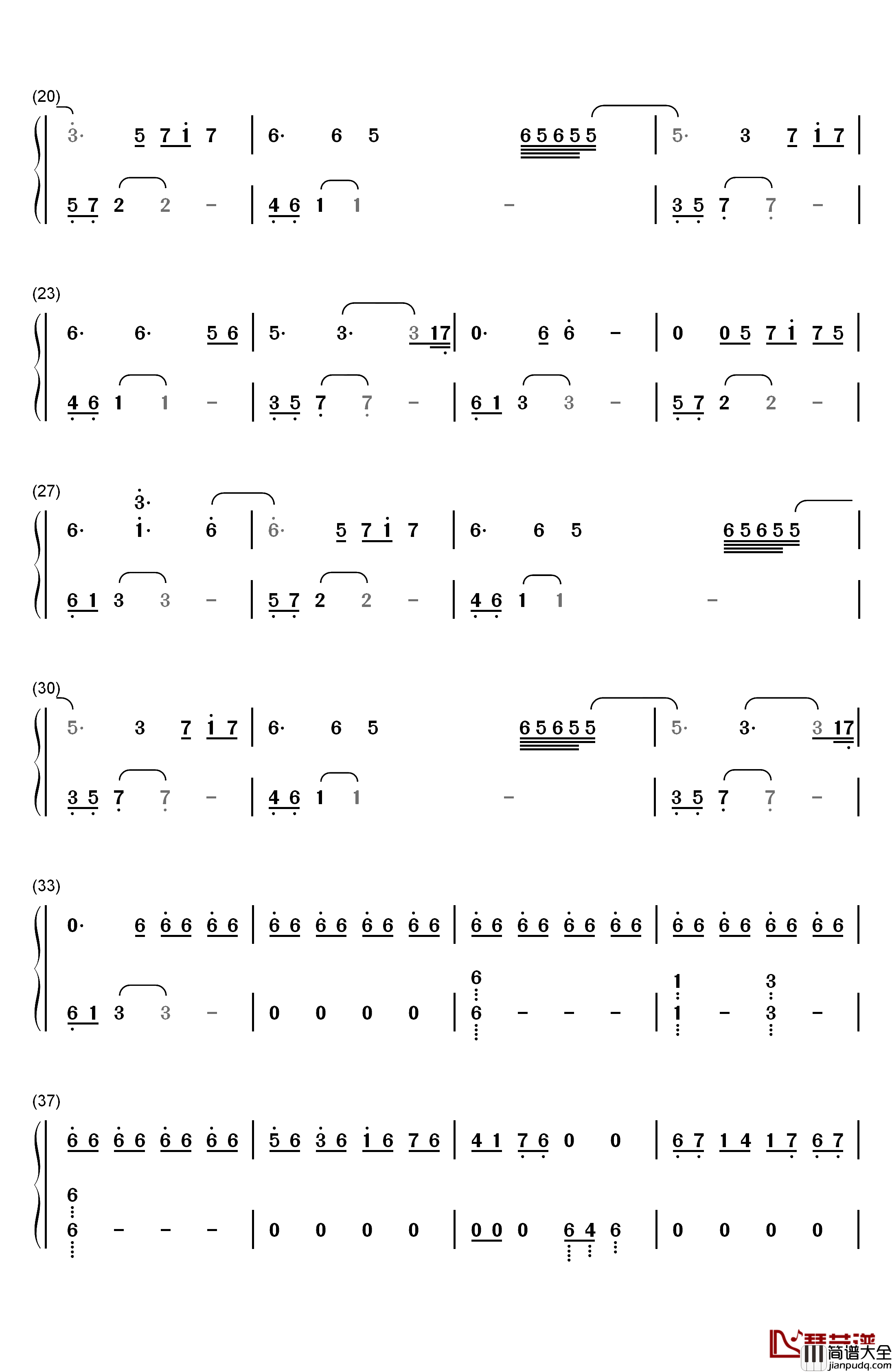 The_Beginning钢琴简谱_数字双手_Ryan_Arcand