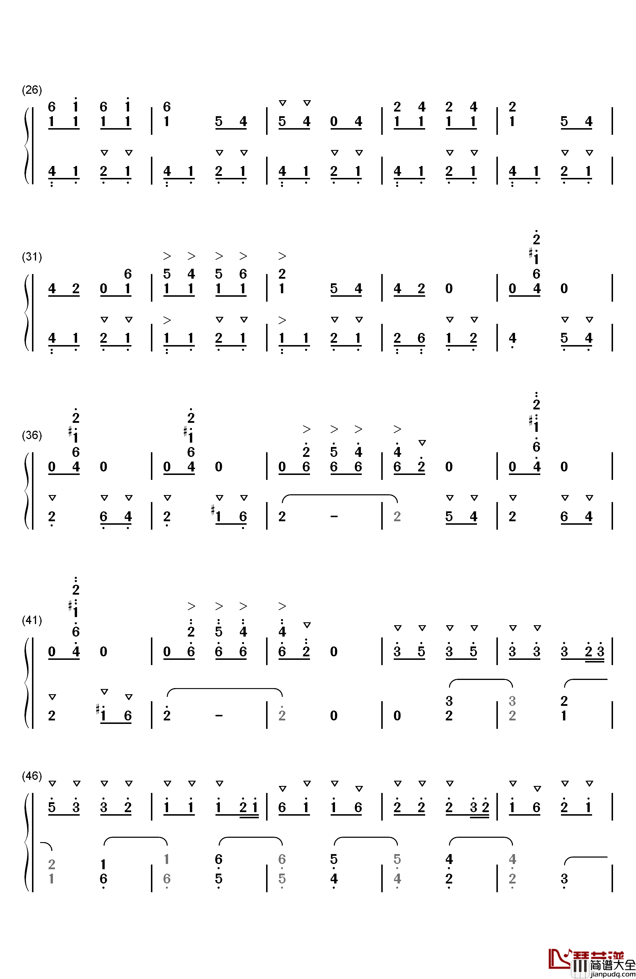 逗豆钢琴简谱_数字双手_谭盾