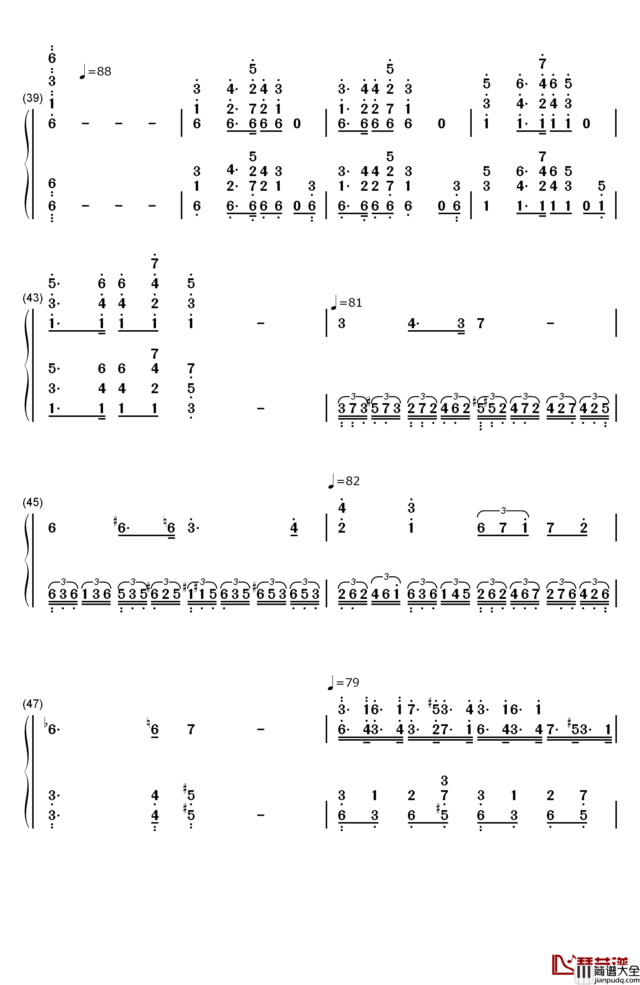 葛里格钢琴变奏曲钢琴简谱_数字双手_爱德华·格里格