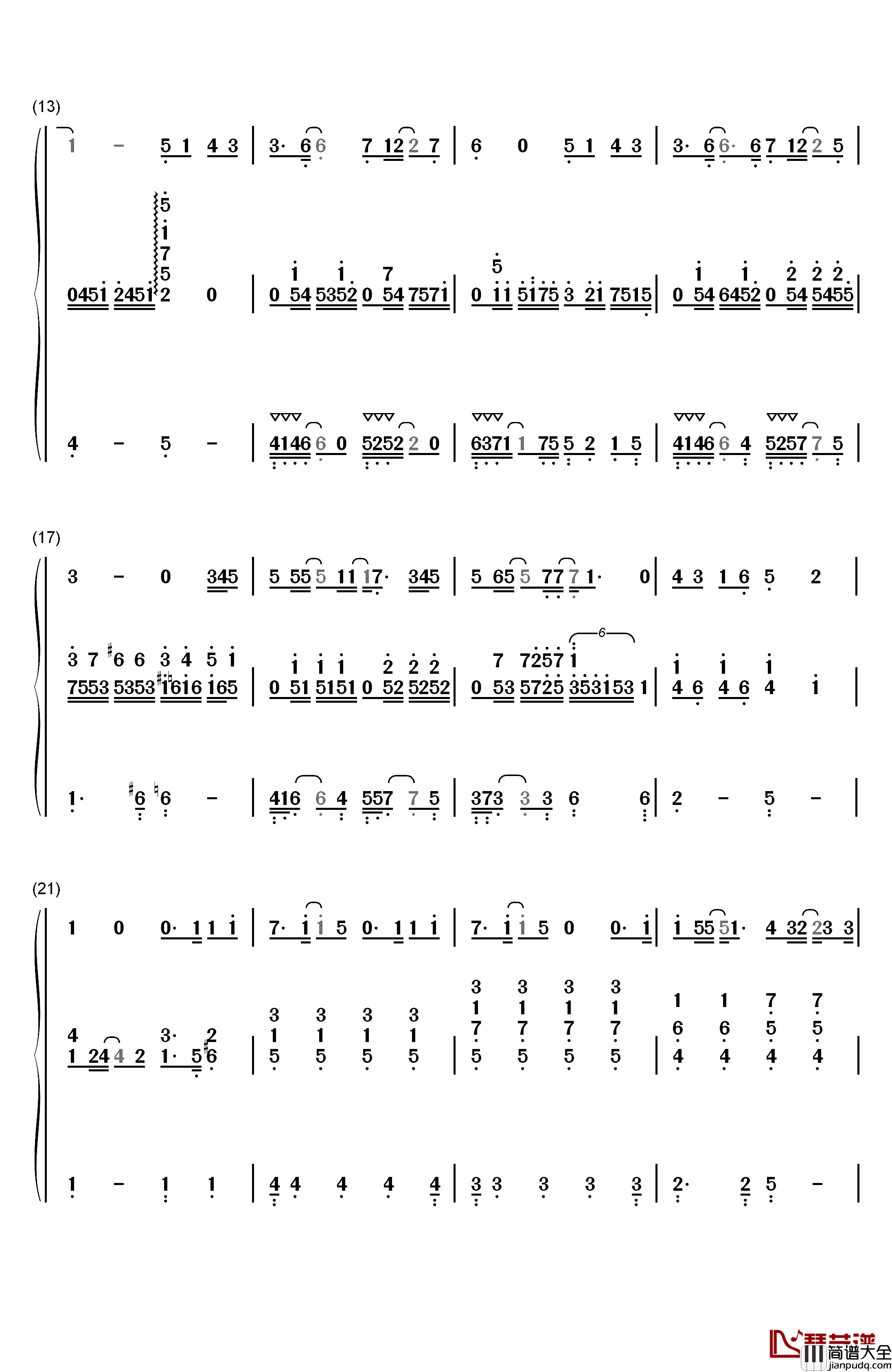 旧日时光钢琴简谱_数字双手_黑崎子