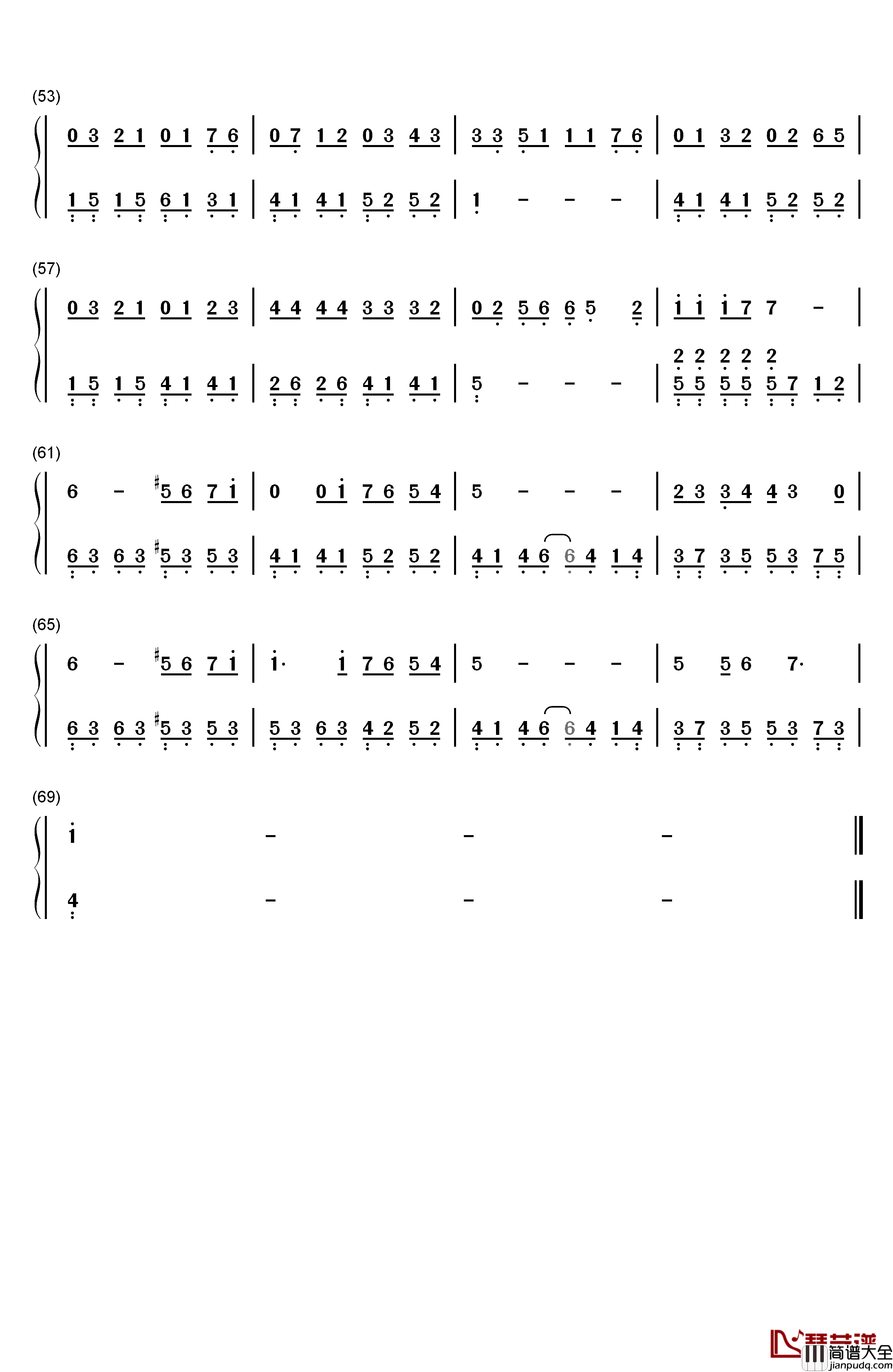 告别校园时钢琴简谱_数字双手_李克勤